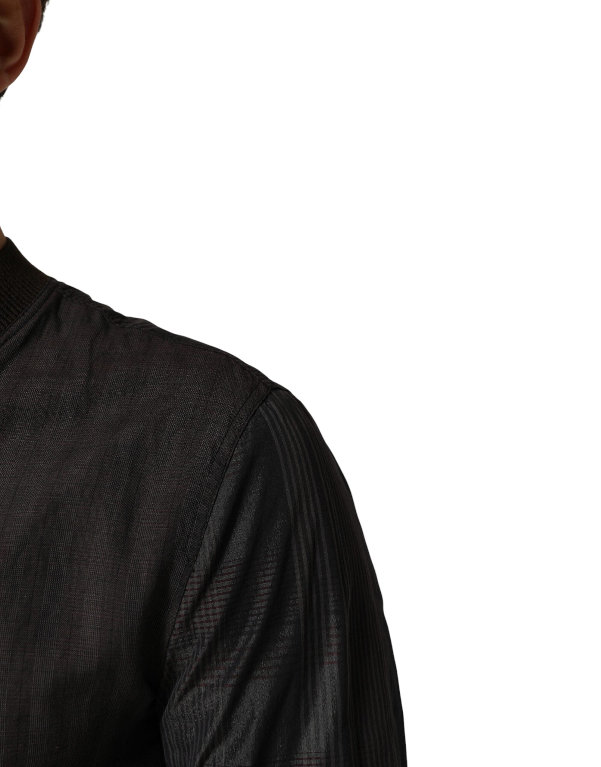 Dolce & Gabbana Black Stripes Cotton Full Zip Bomber Jacket