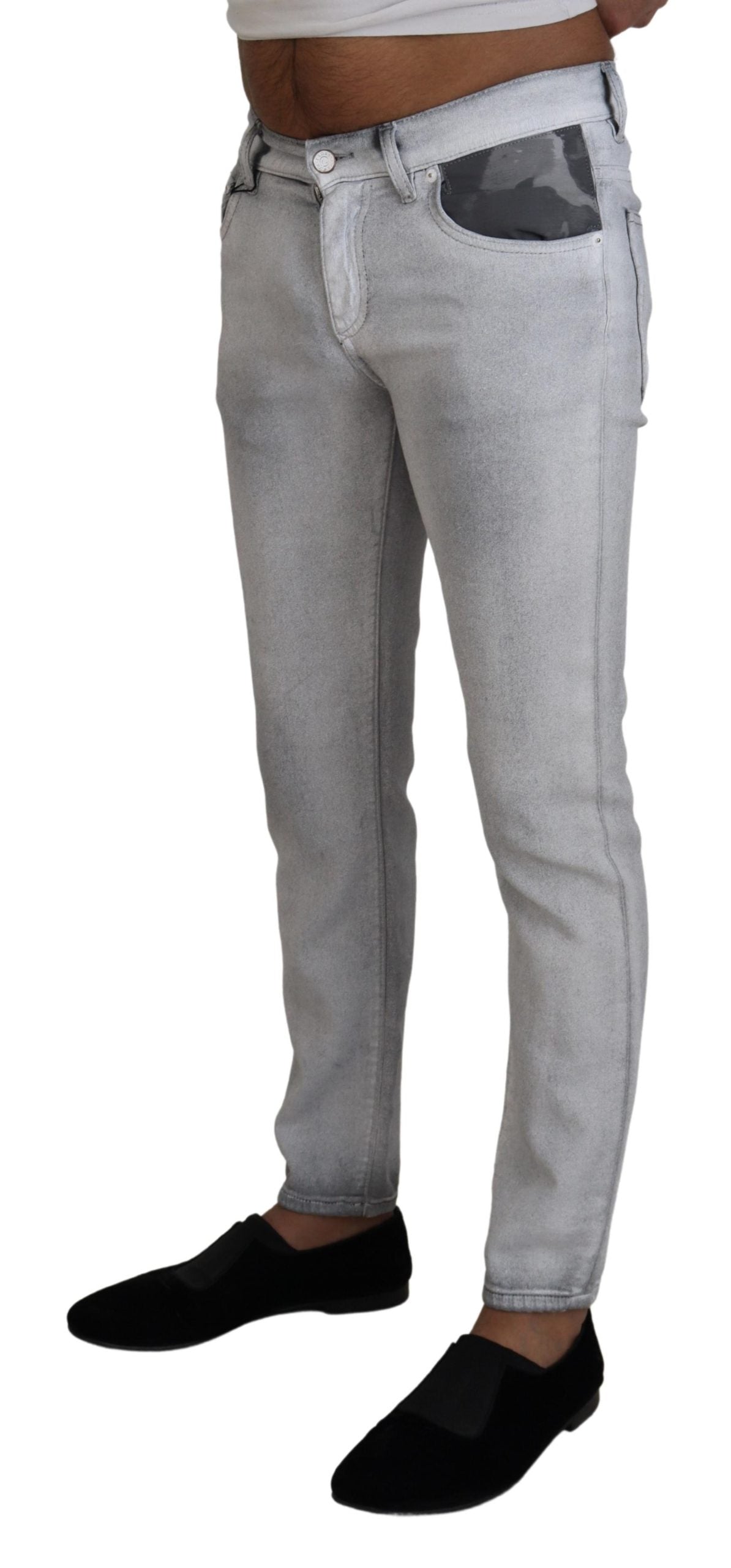 Elegant Gray Washed Cotton Blend Pants