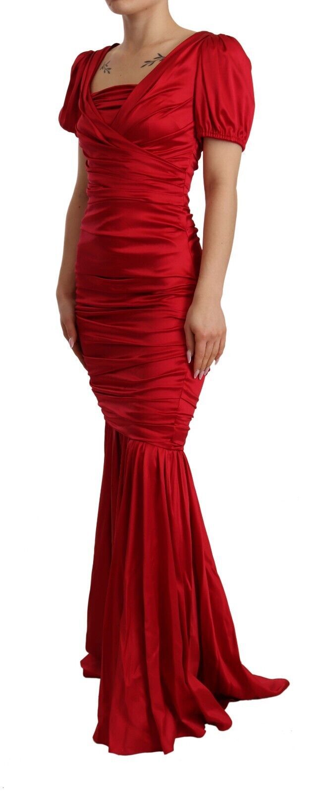 Elegant Red Silk Stretch Mermaid Dress