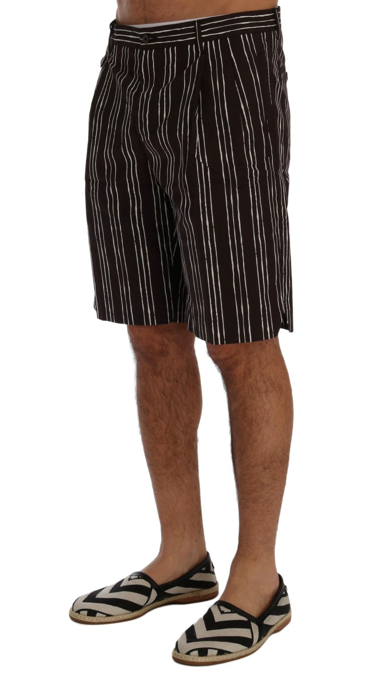 Bordeaux Striped Cotton Knee High Shorts