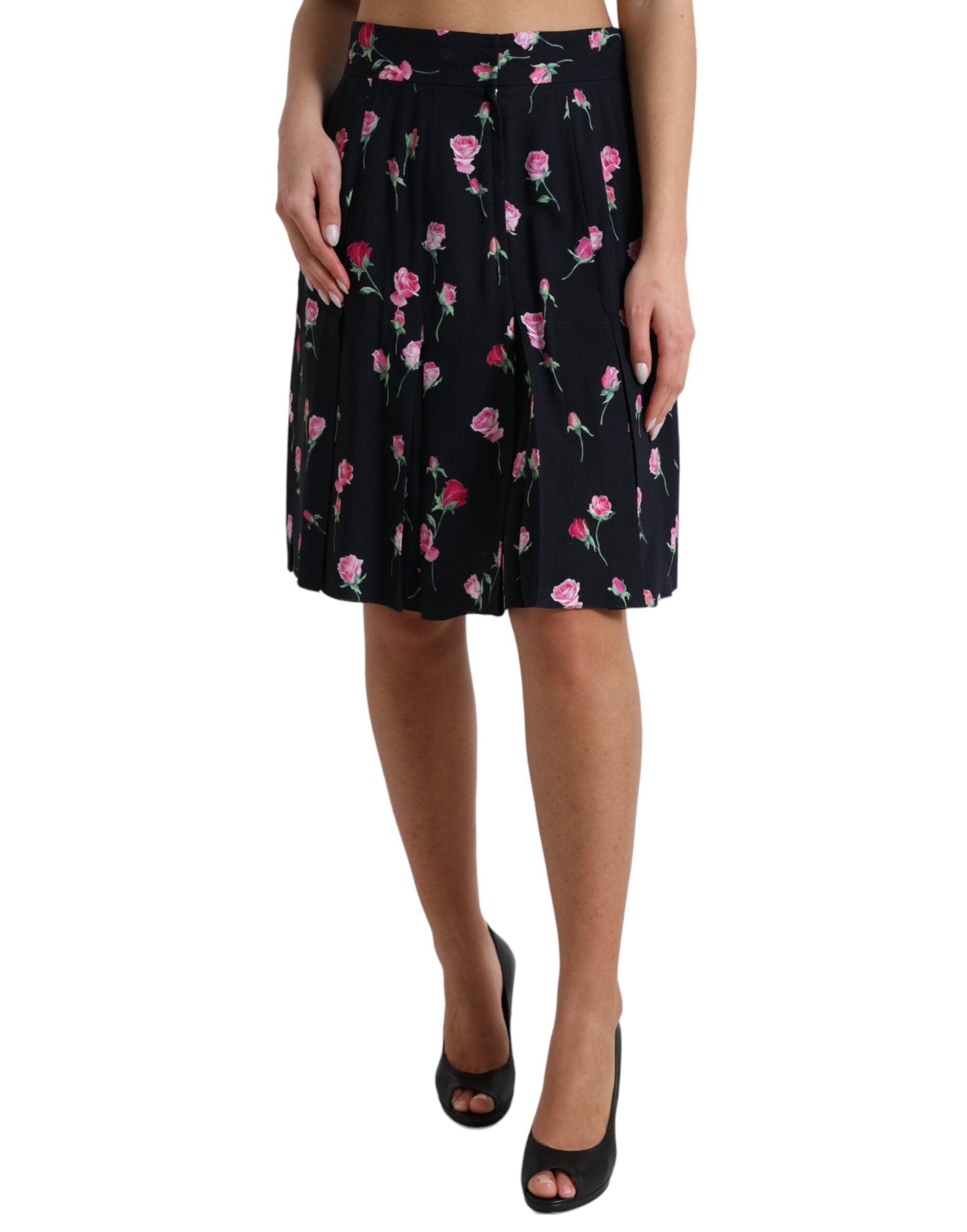 Elegant Floral A-Line Knee-Length Skirt