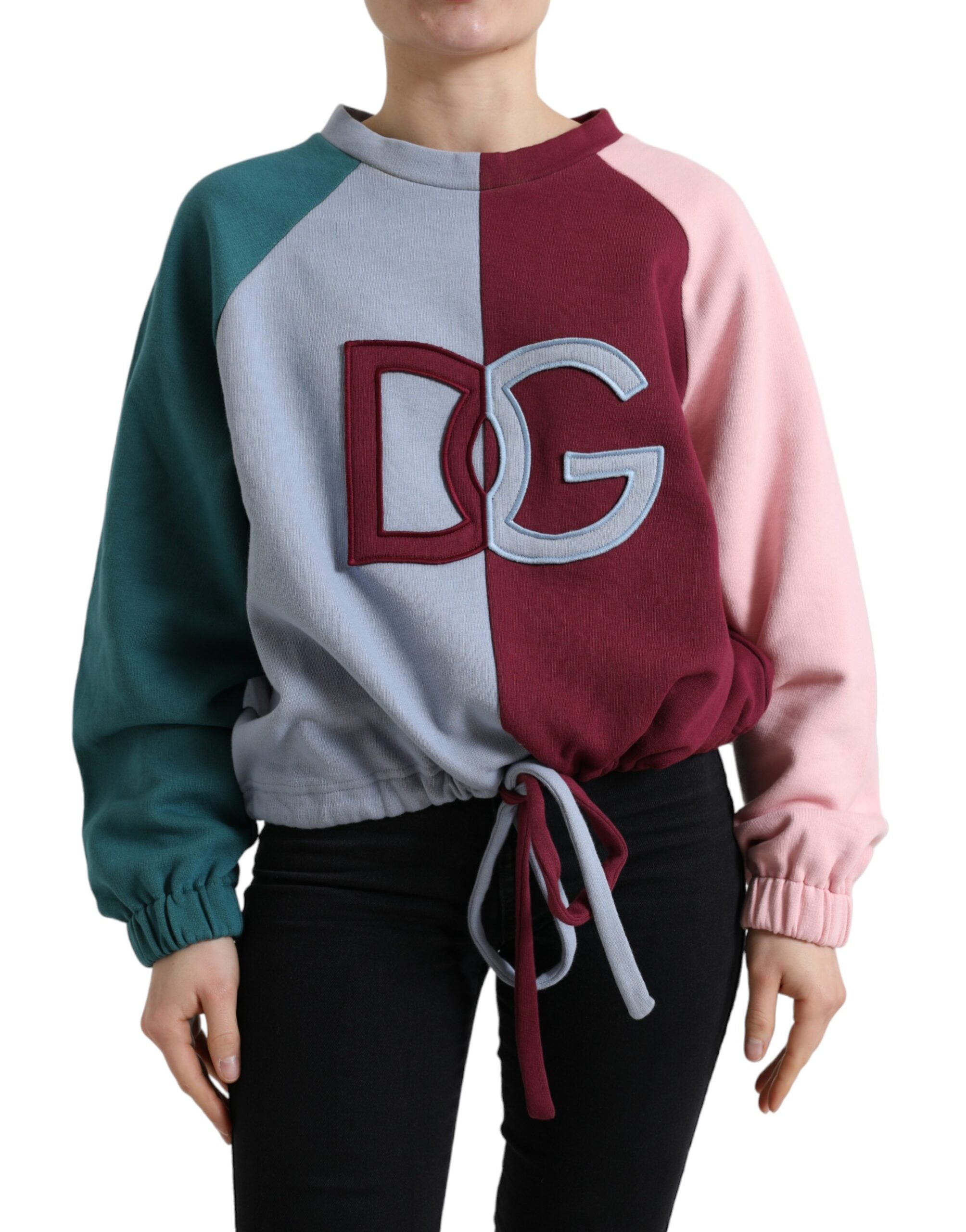 Elegant Multicolor Crew Neck Cotton Sweater