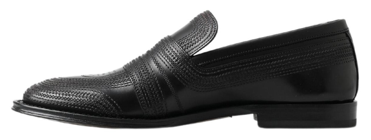 Elegant Black Leather Slipper Loafers
