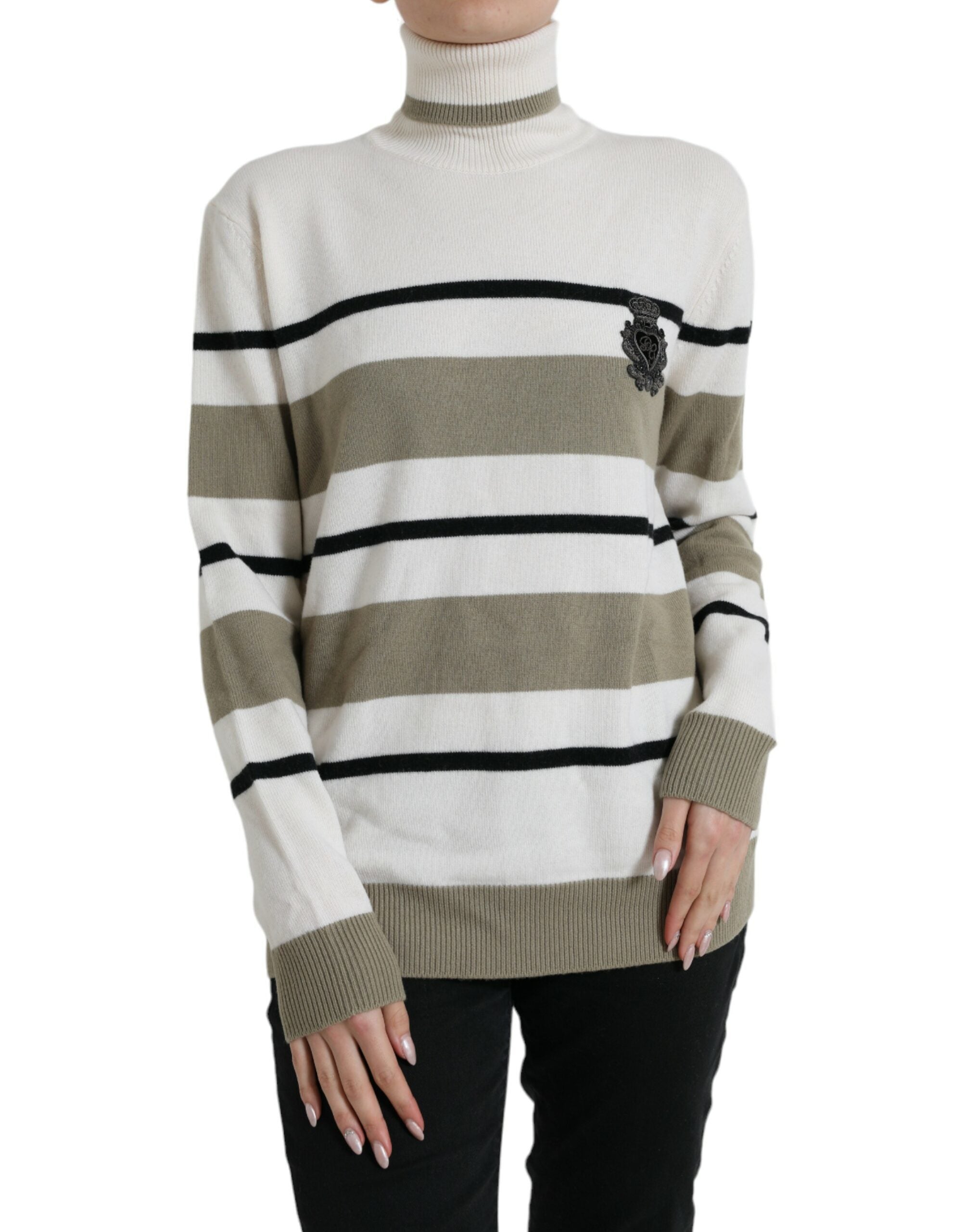 Italian Striped Wool Turtleneck Sweater