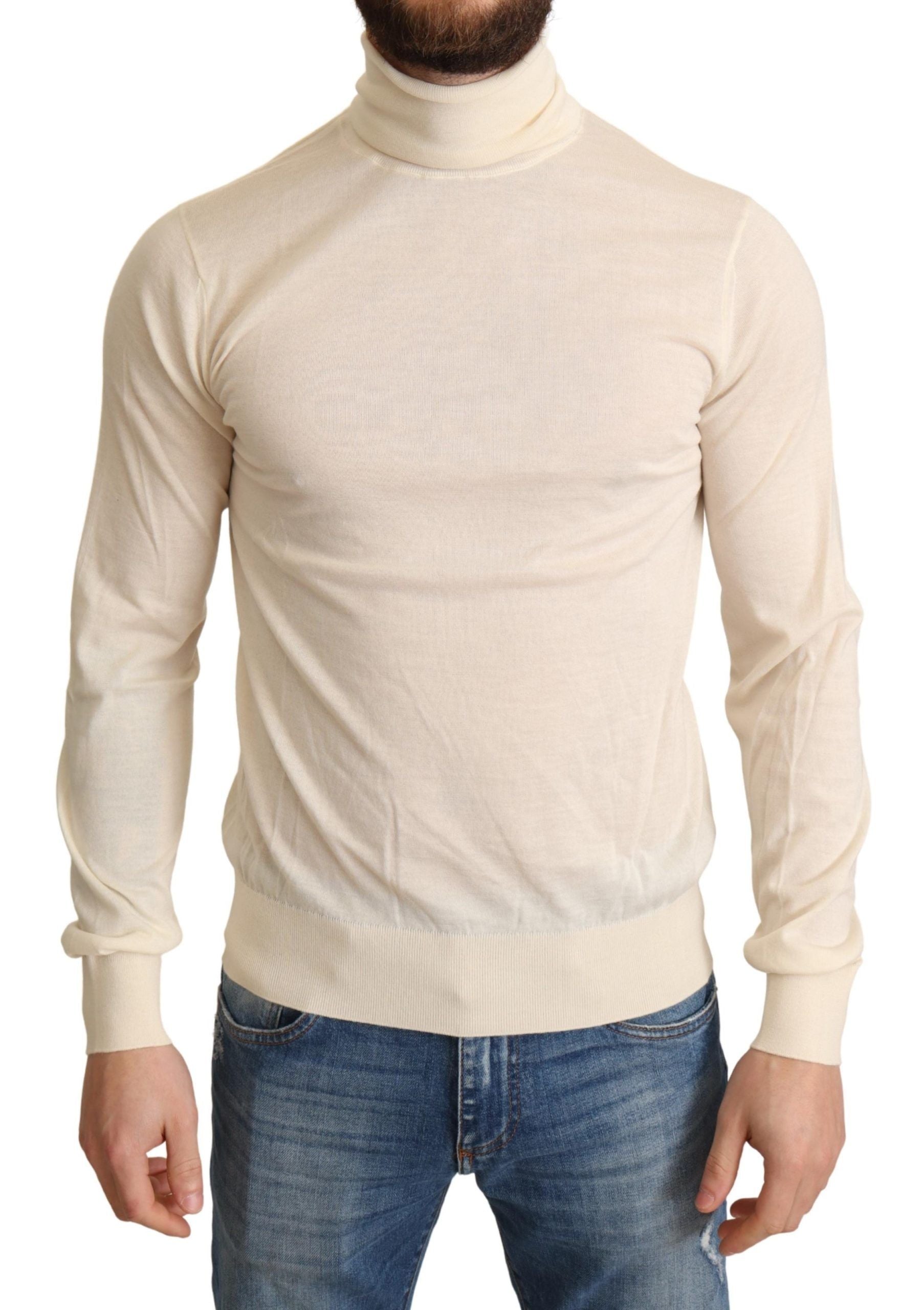 Cream Cashmere Turtleneck Sweater