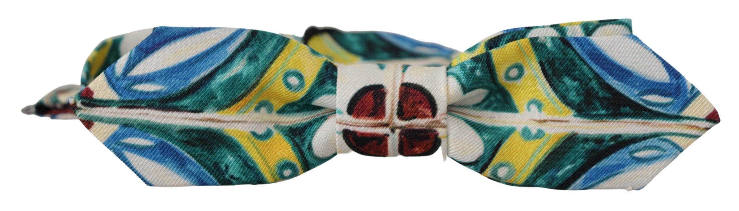 Elegant Silk Majolica Print Bow Tie
