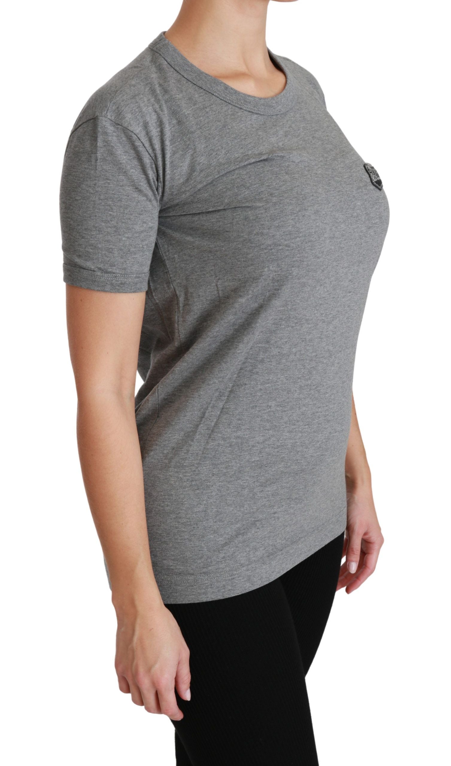 Chic Gray Amore Patch Crewneck Tee