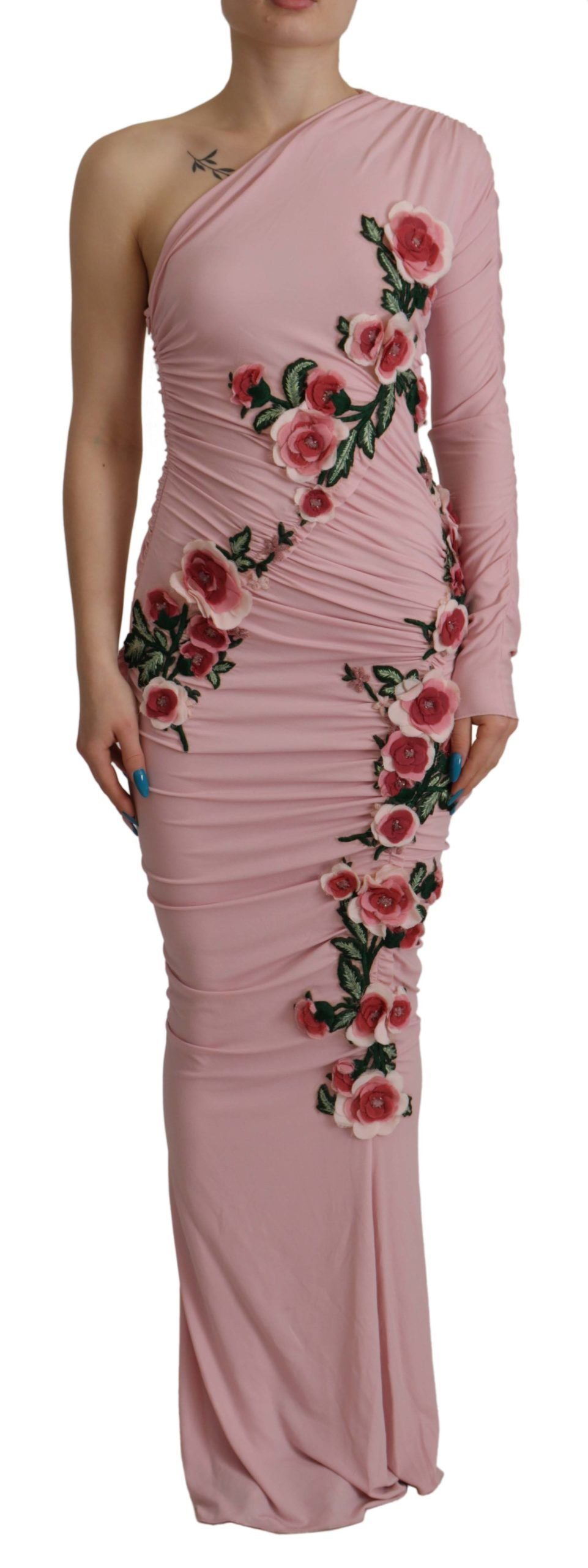 Elegant Pink One Shoulder Bodycon Dress