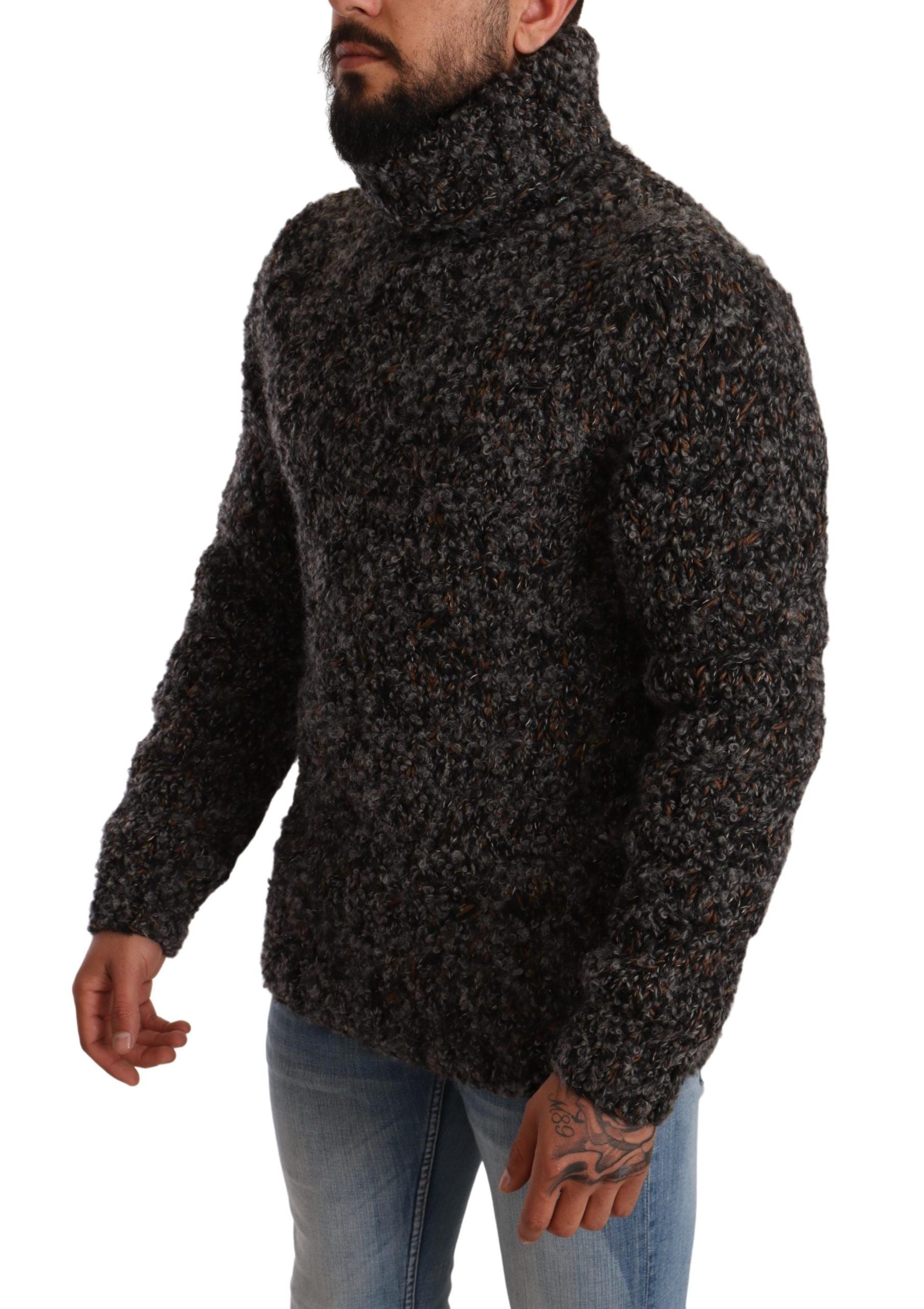 Elegant Speckled Turtleneck Wool-Blend Sweater