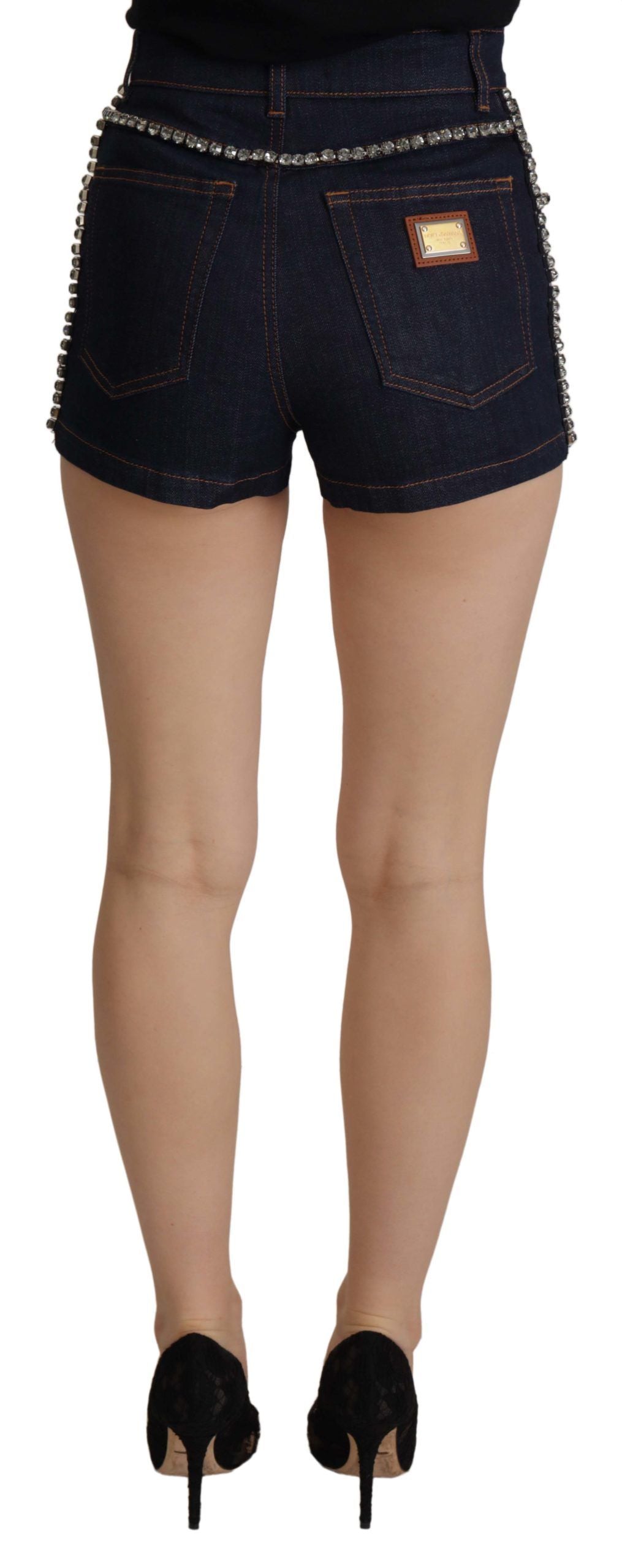 Chic High Waist Hot Pants Shorts with Crystal Detailing