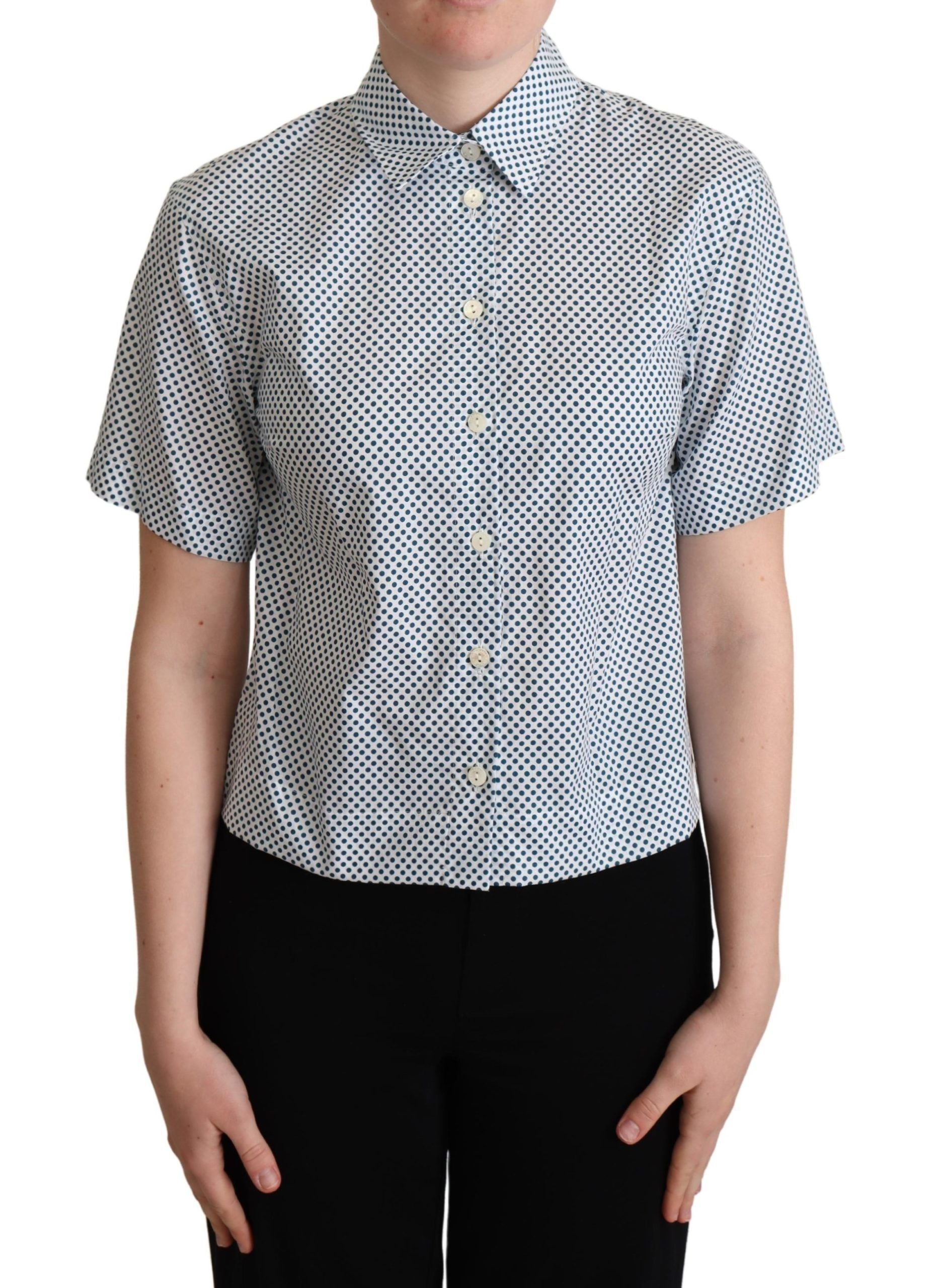 Elegant Polka Dot Cotton Polo Shirt