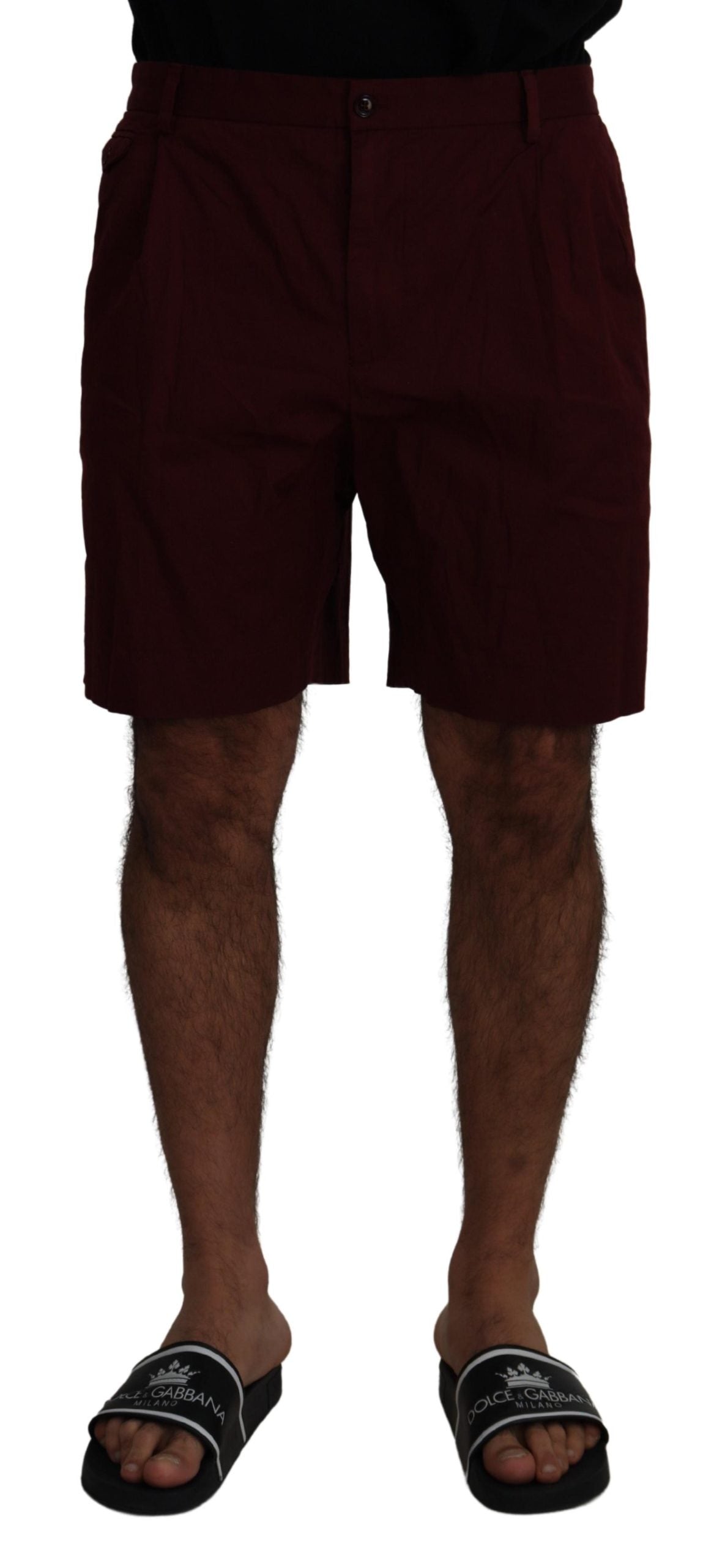 Elegant Maroon Cotton Blend Shorts