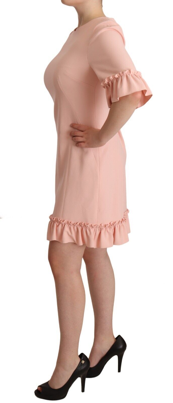 Ruffled Sleeve Sheath Dress in Pink