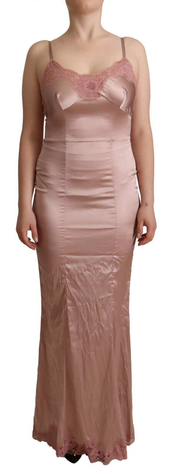 Elegant Pink Lace Maxi Bodycon Dress