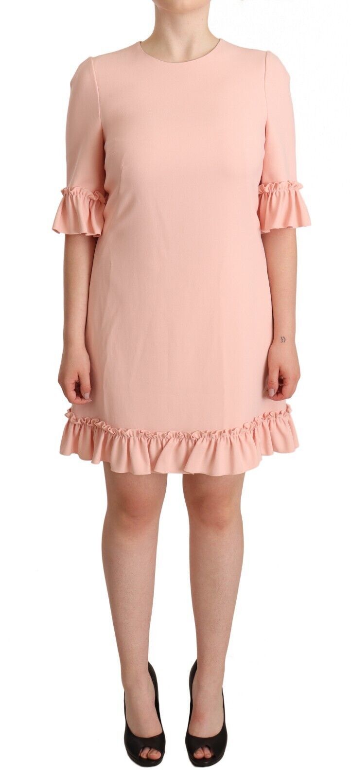Ruffled Sleeve Sheath Dress in Pink