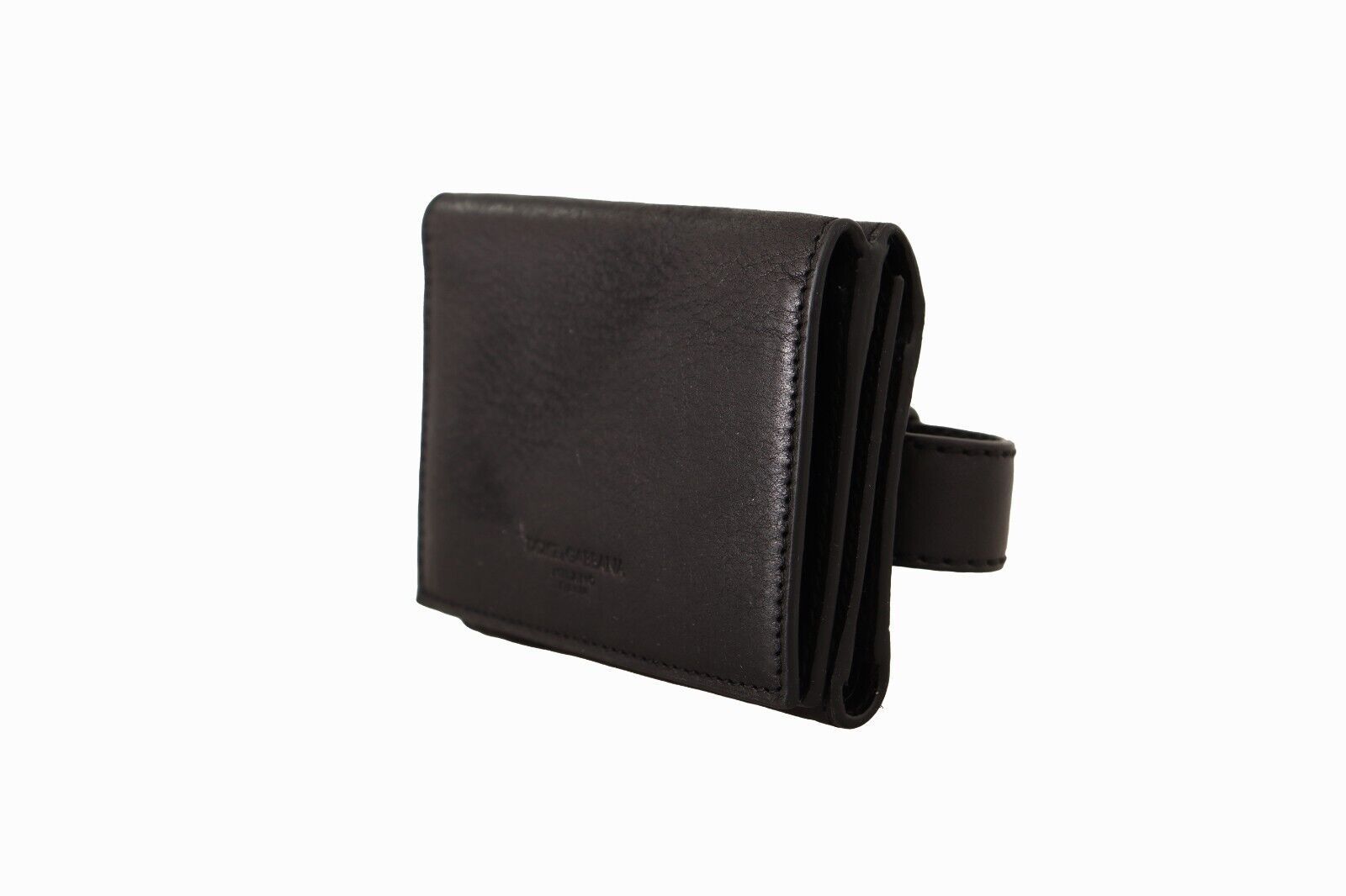 Elegant Black Leather Multi-Kit Trifold Wallet