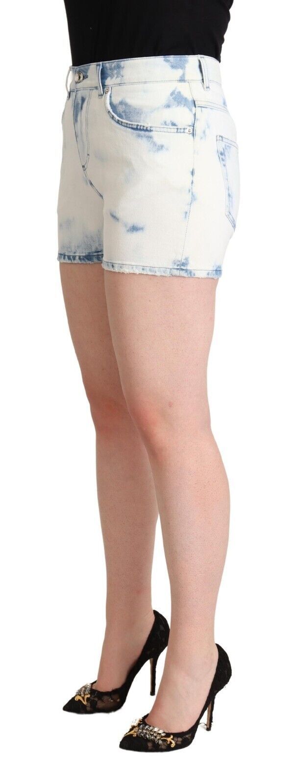 Chic White Denim Mid-Waisted Shorts