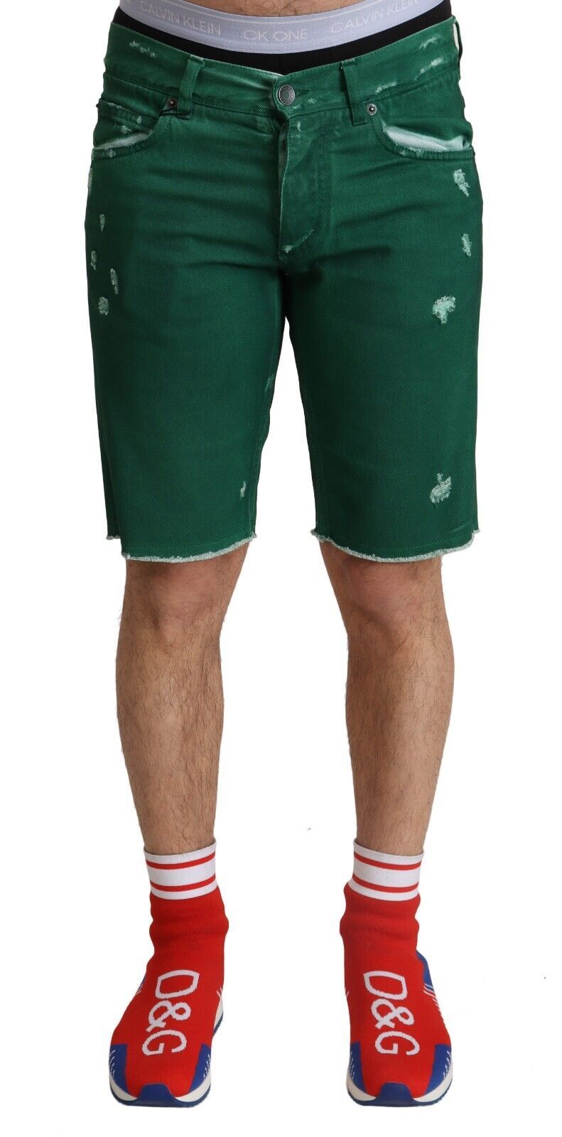 Chic Green Denim Bermuda Shorts