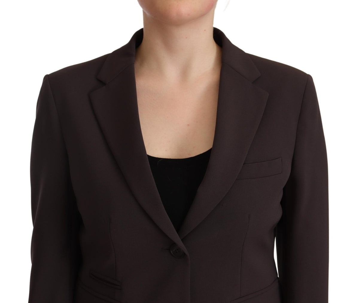F.IT Brown Long Sleeve Single Breasted Women Jacket Blazer