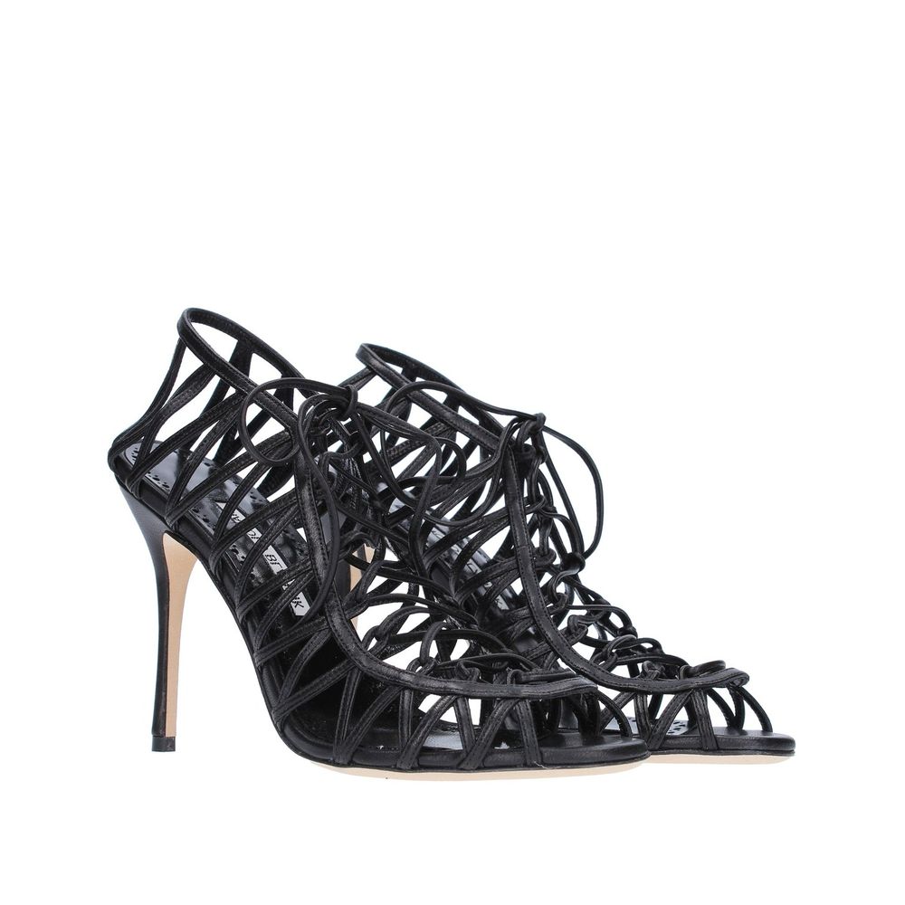 Manolo Blahnik Black Leather Sandals