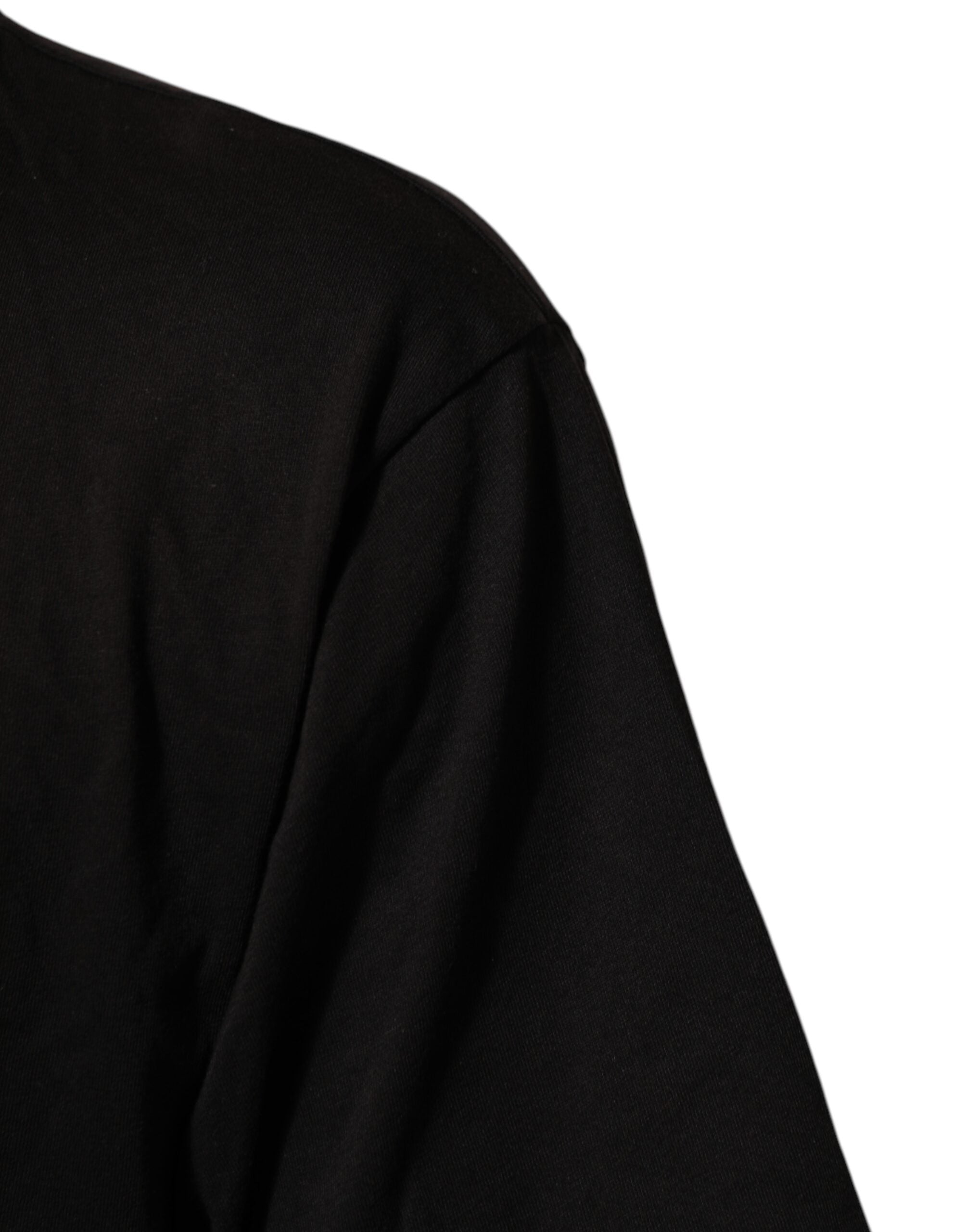 Dolce & Gabbana Black Logo Print Cotton Crew Neck T-shirt