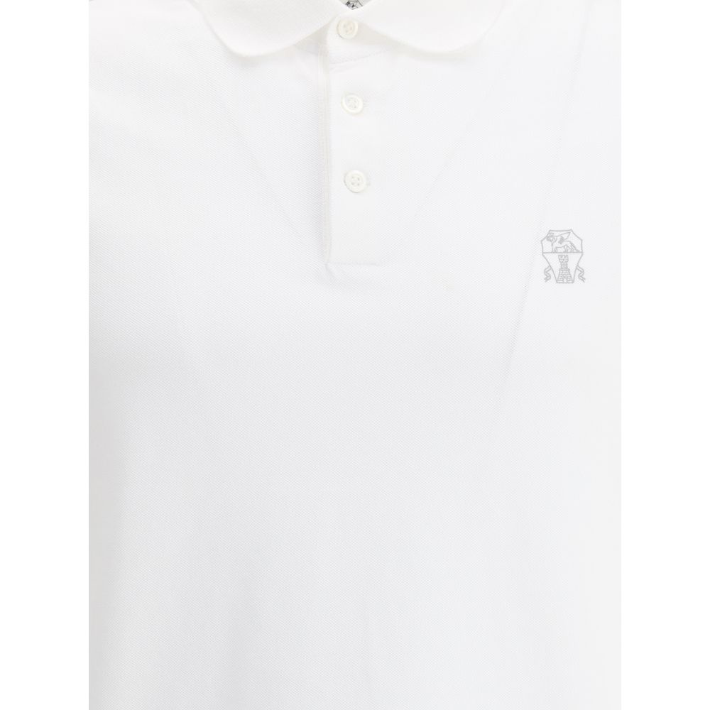 Brunello Cucinelli White Cotton Polo Shirt