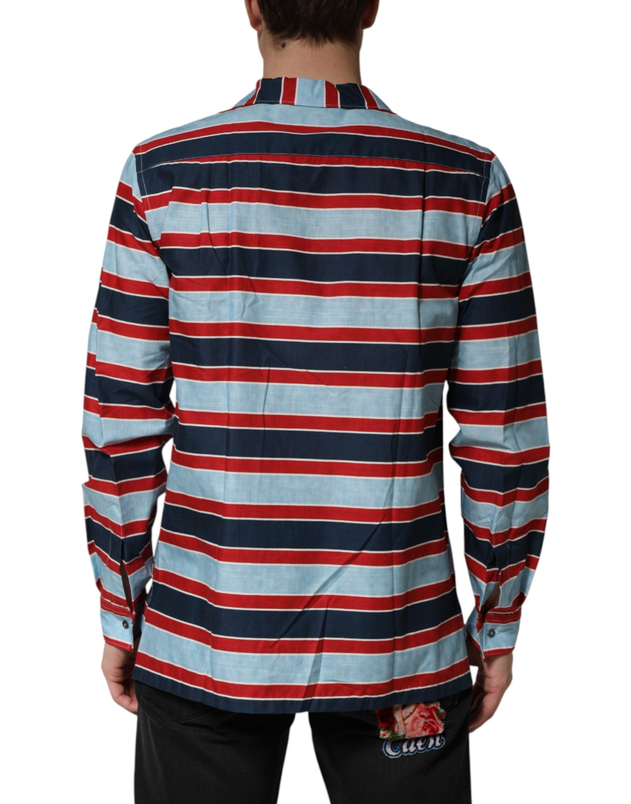 Dolce & Gabbana Multicolor Stripes Cotton Men Button Down Shirt