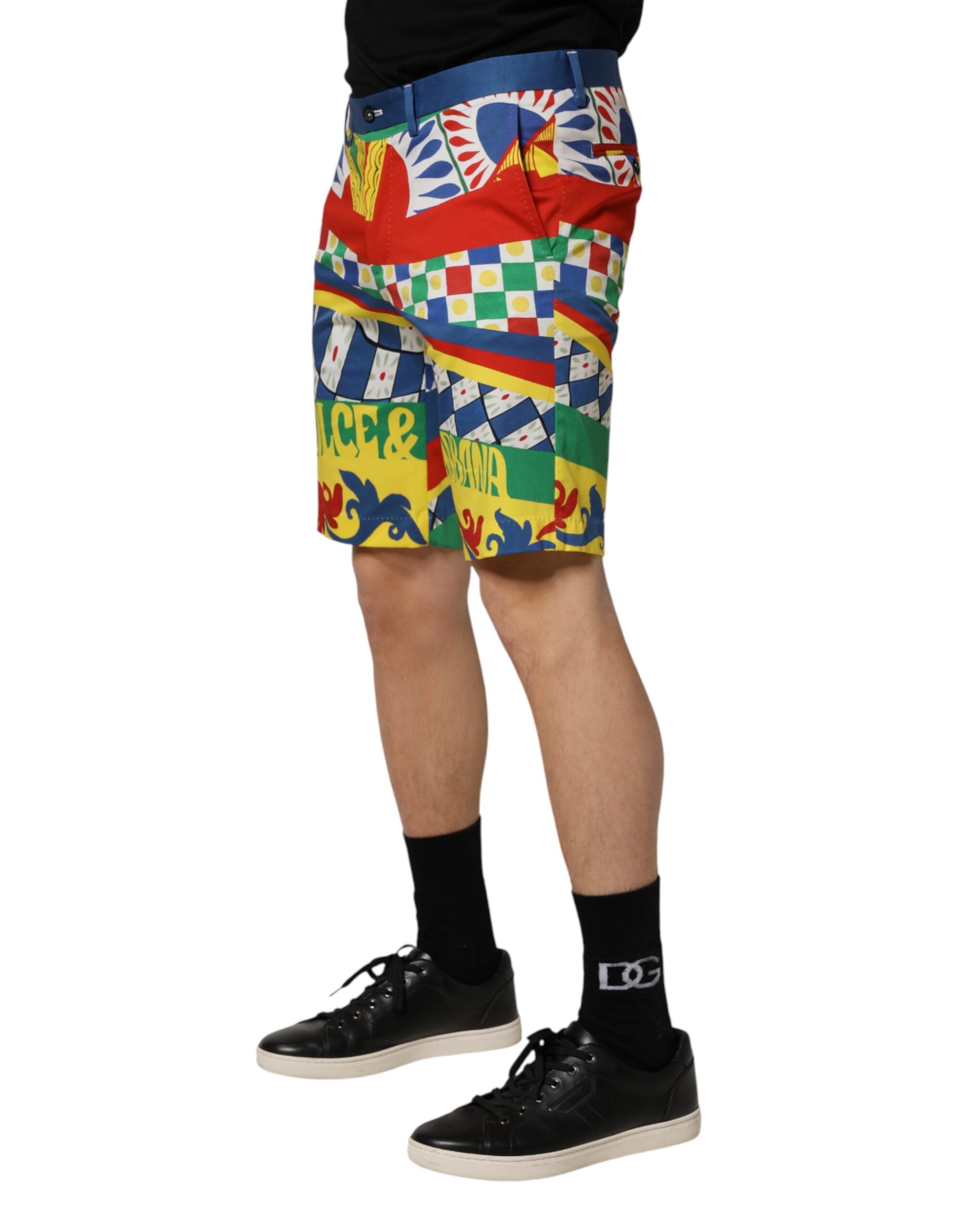 Dolce & Gabbana Multicolor Carretto Print Men Bermuda Shorts