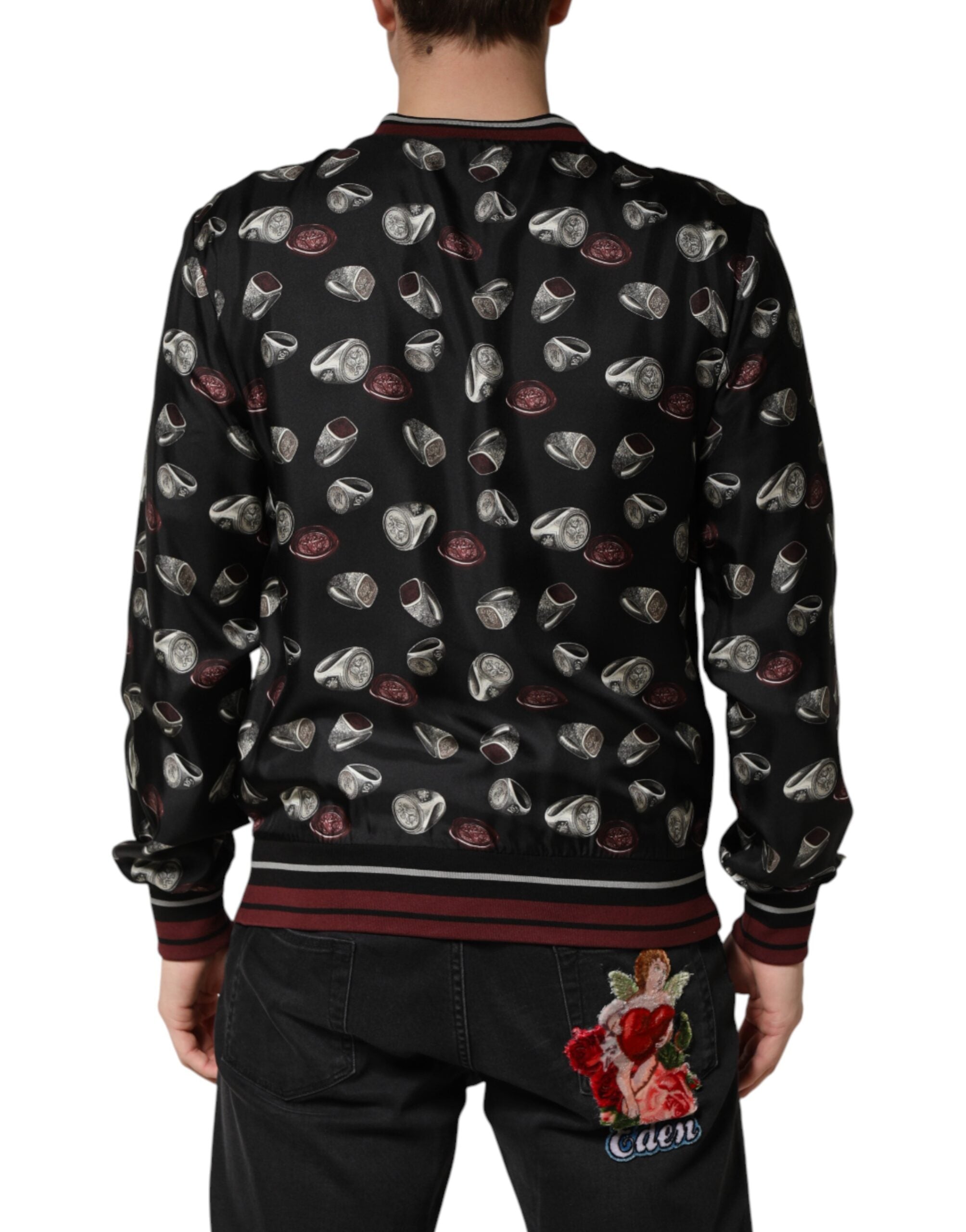 Dolce & Gabbana Black Ring Print CrewNeck Sweatshirt  Sweater