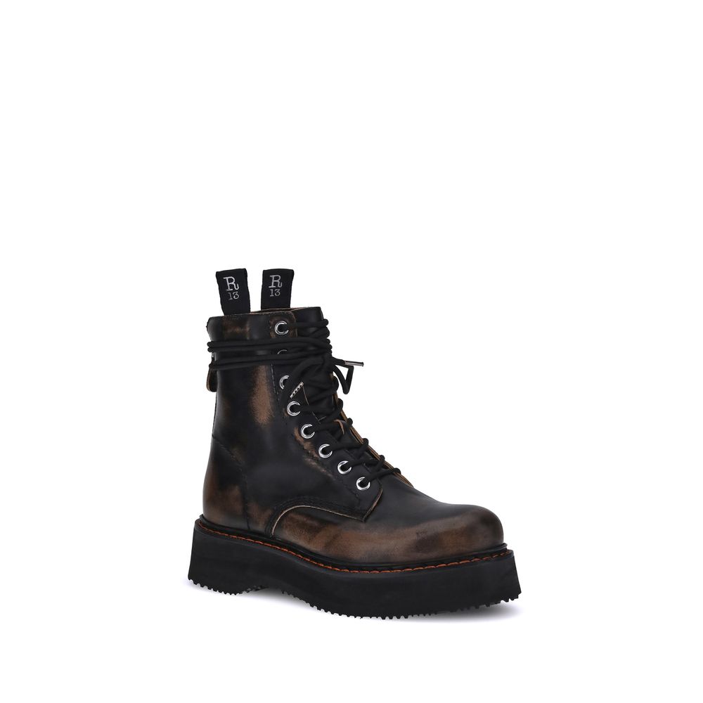 R13 Brown Rubber Lace-Up Boots