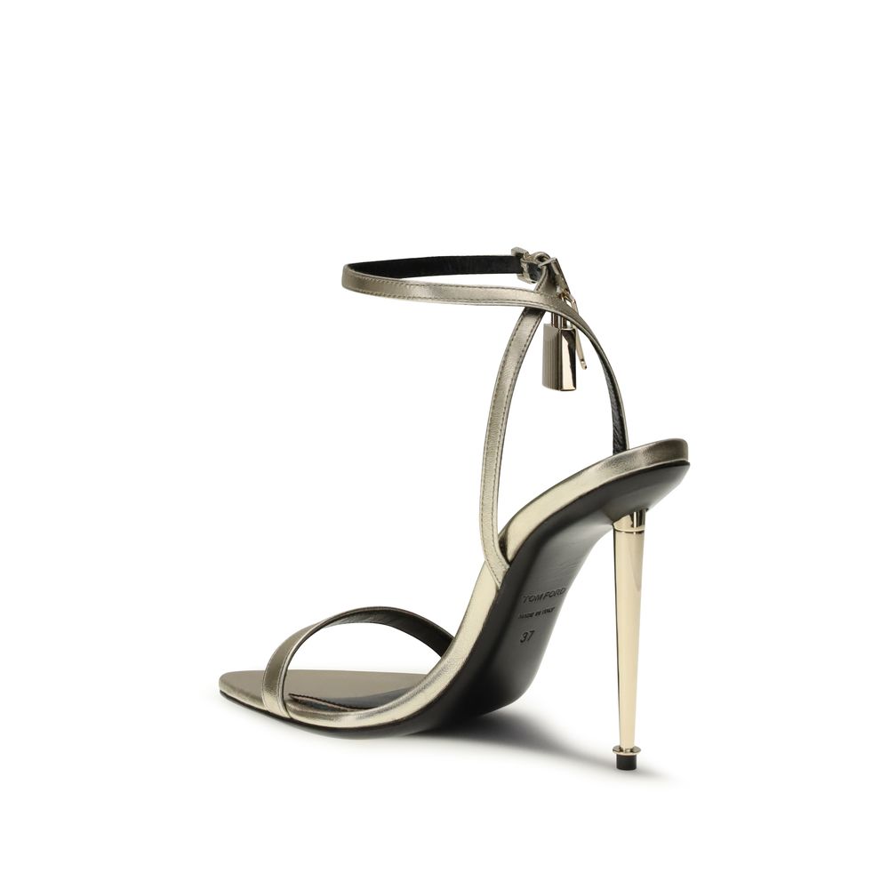 Tom Ford Gold Goatskin Stiletto Heel Sandals