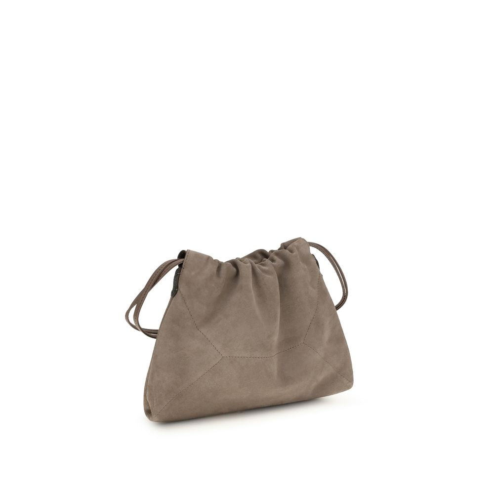 Brunello Cucinelli Beige Calf Leather Bos Taurus Shoulder Bag