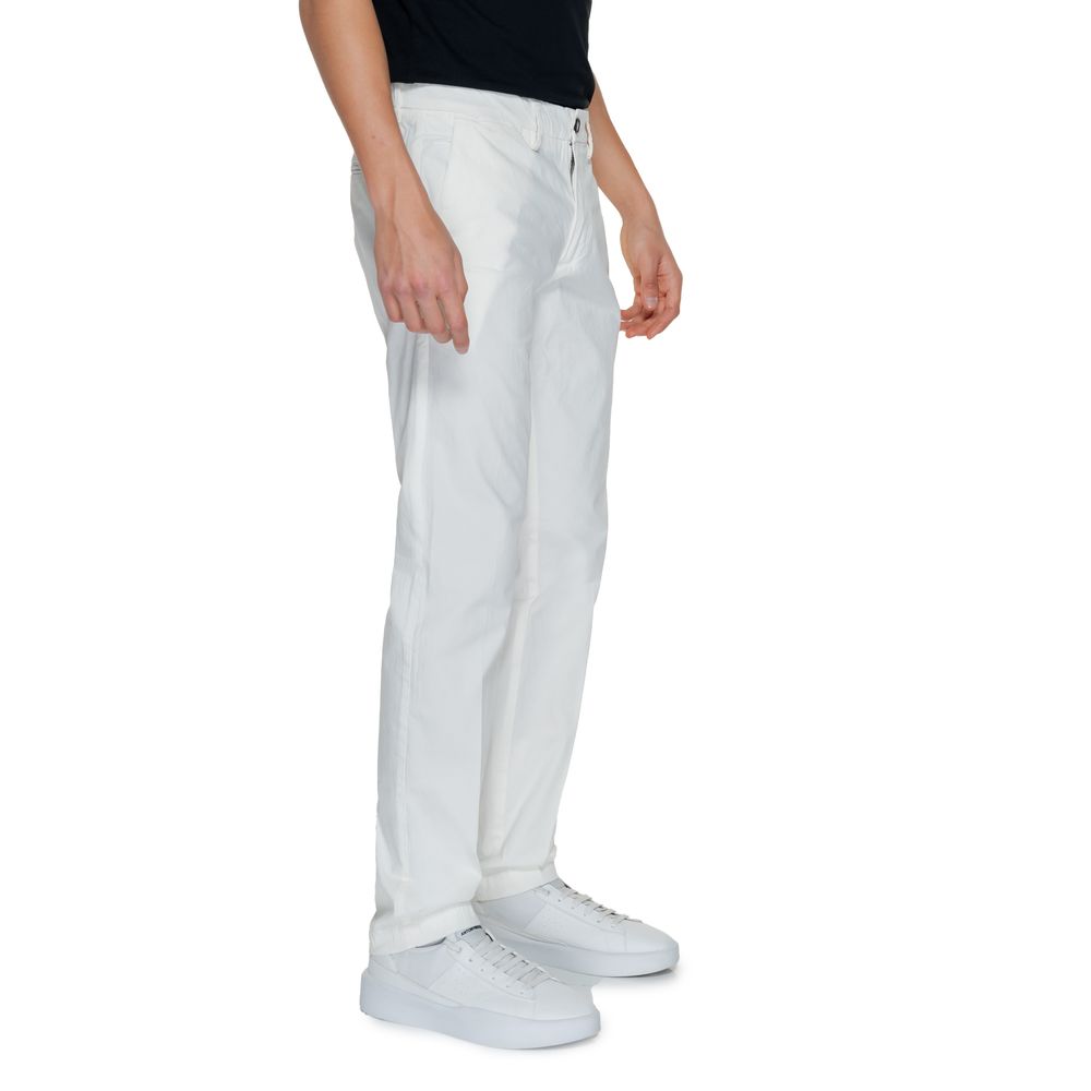 Borghese White Cotton Chino Pants