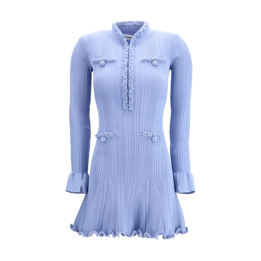 Self-Portrait Light Blue Viscose Casual Dress