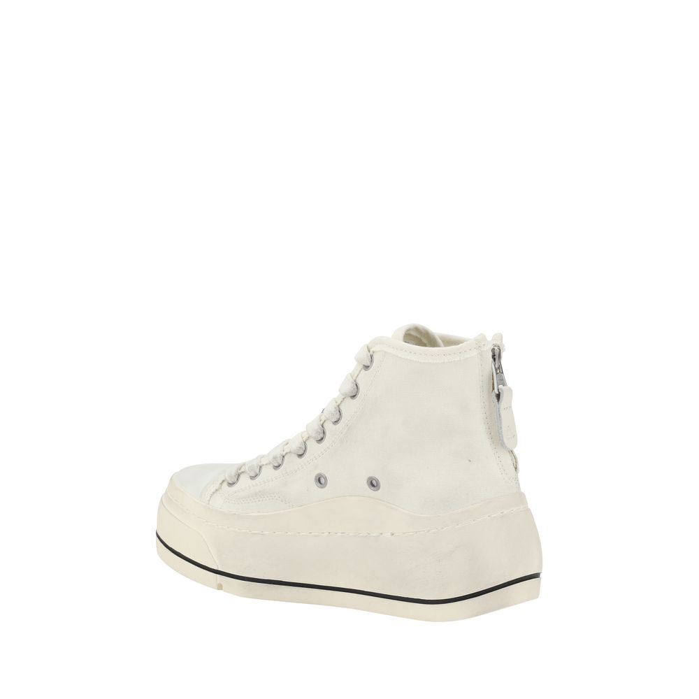 R13 White Cotton High Top Sneakers
