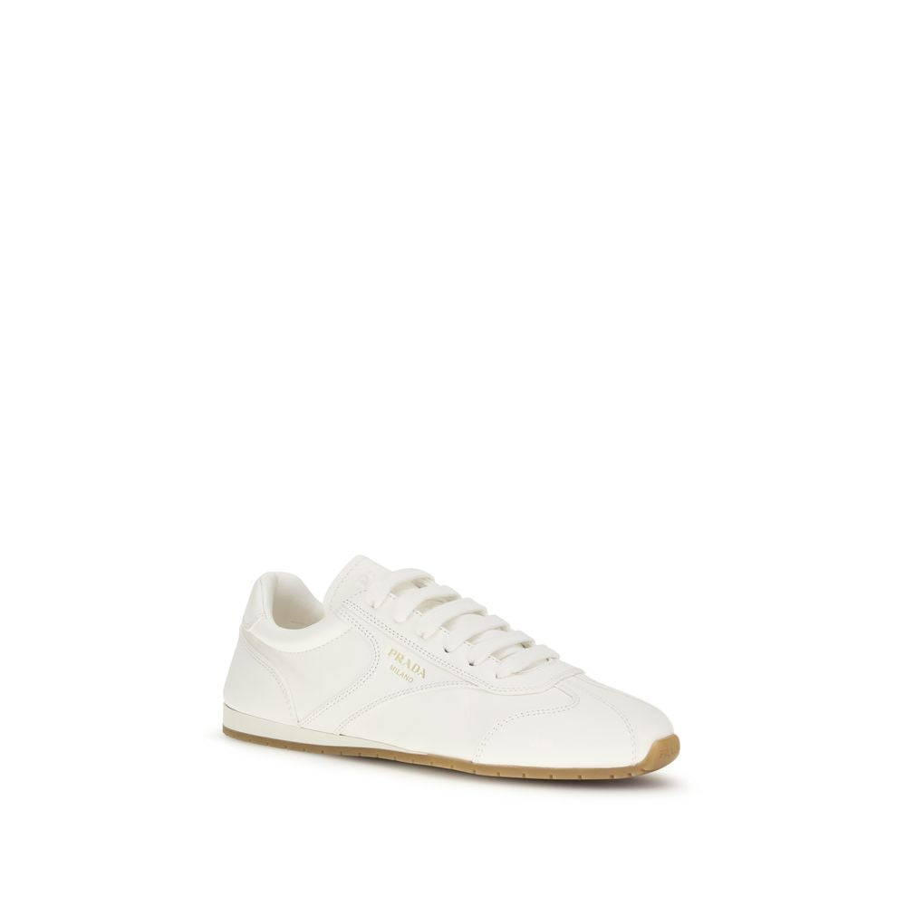 Prada Cream Calf Leather Bos Taurus Low Top Sneakers