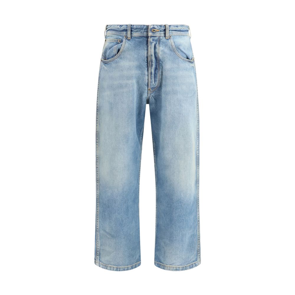 Margiela Light Blue Cotton Cropped Jeans