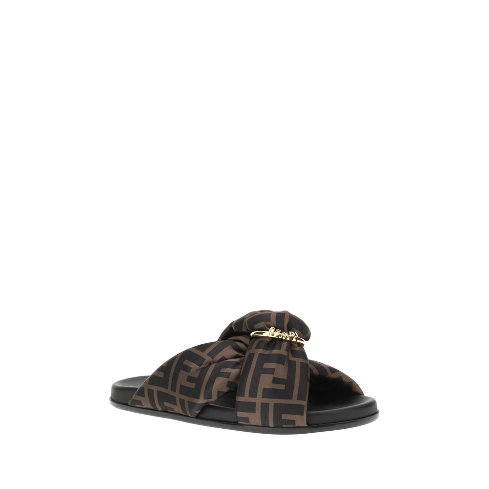 Fendi Multicolor Polyester Flat Sandals