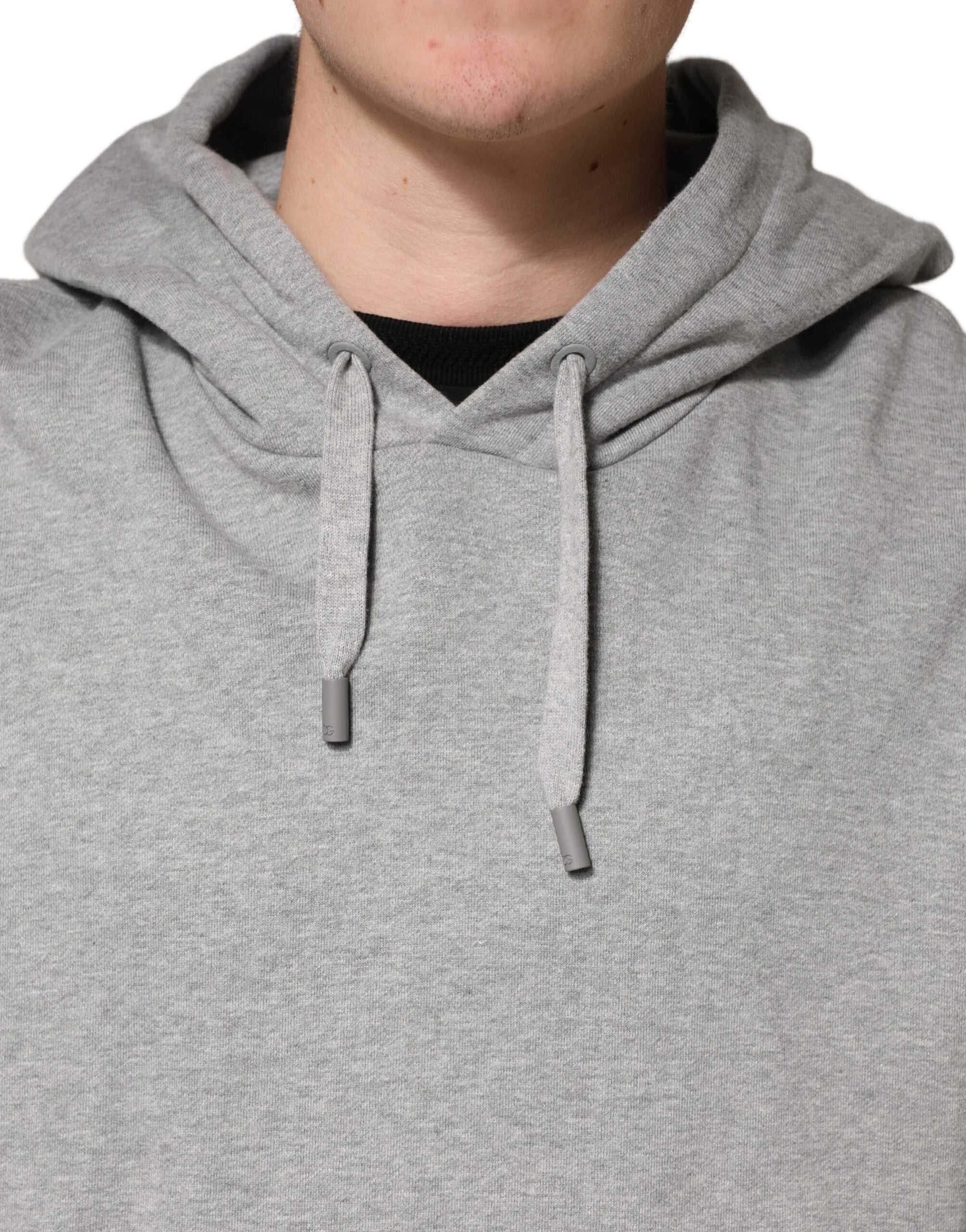 Dolce & Gabbana Gray Cotton Hooded Sweatshirt Sweater