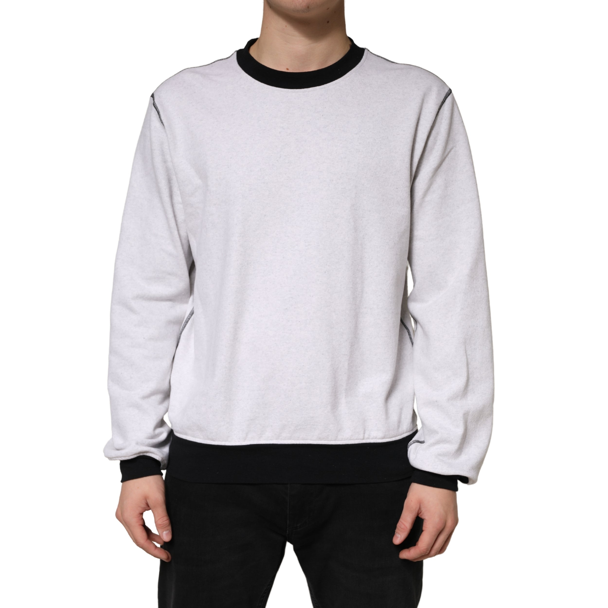 Dolce & Gabbana Light Grey Cotton Crewneck Sweatshirt Sweater
