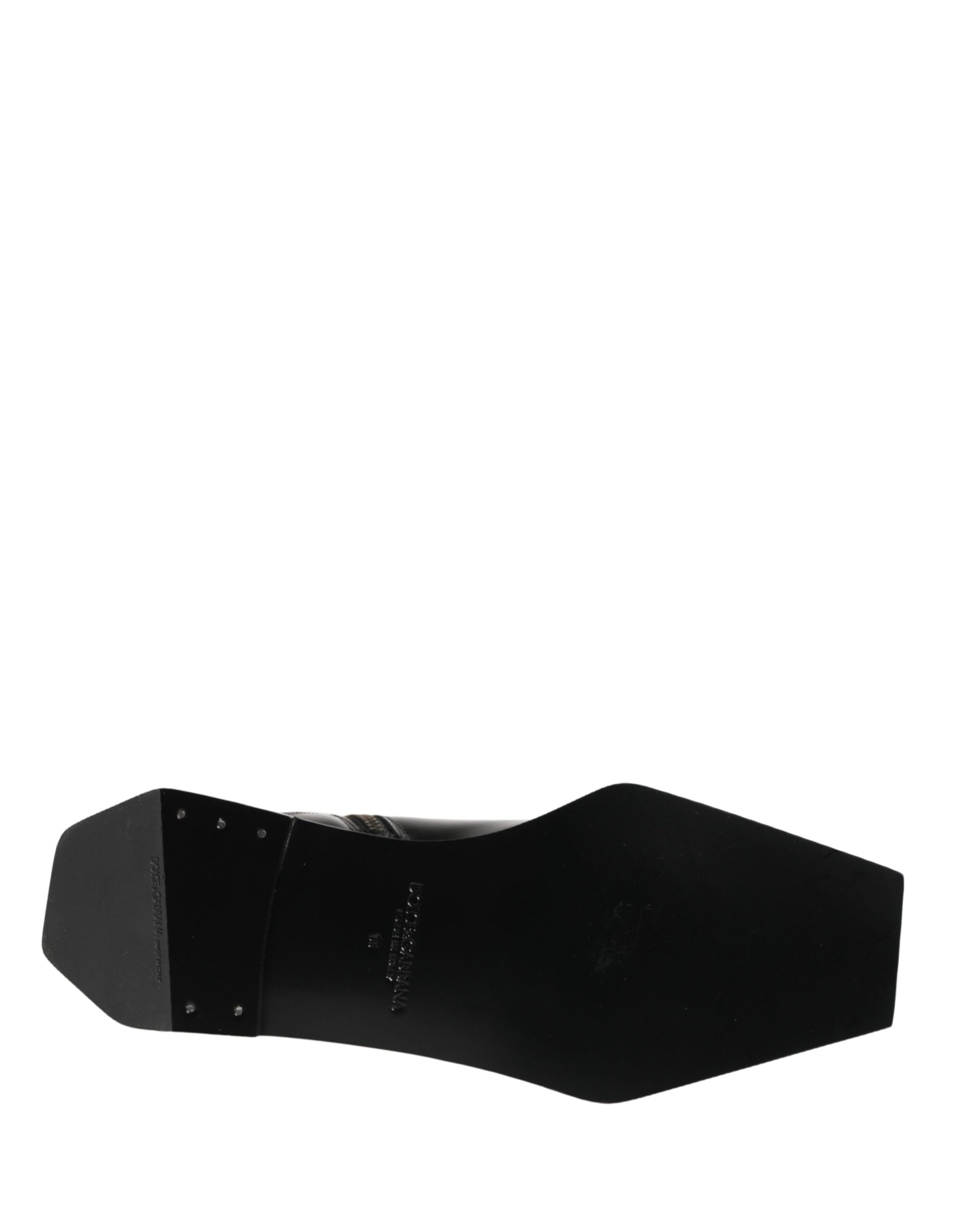 Dolce & Gabbana Black Leather Zip Closure Ankle Boots Shoes