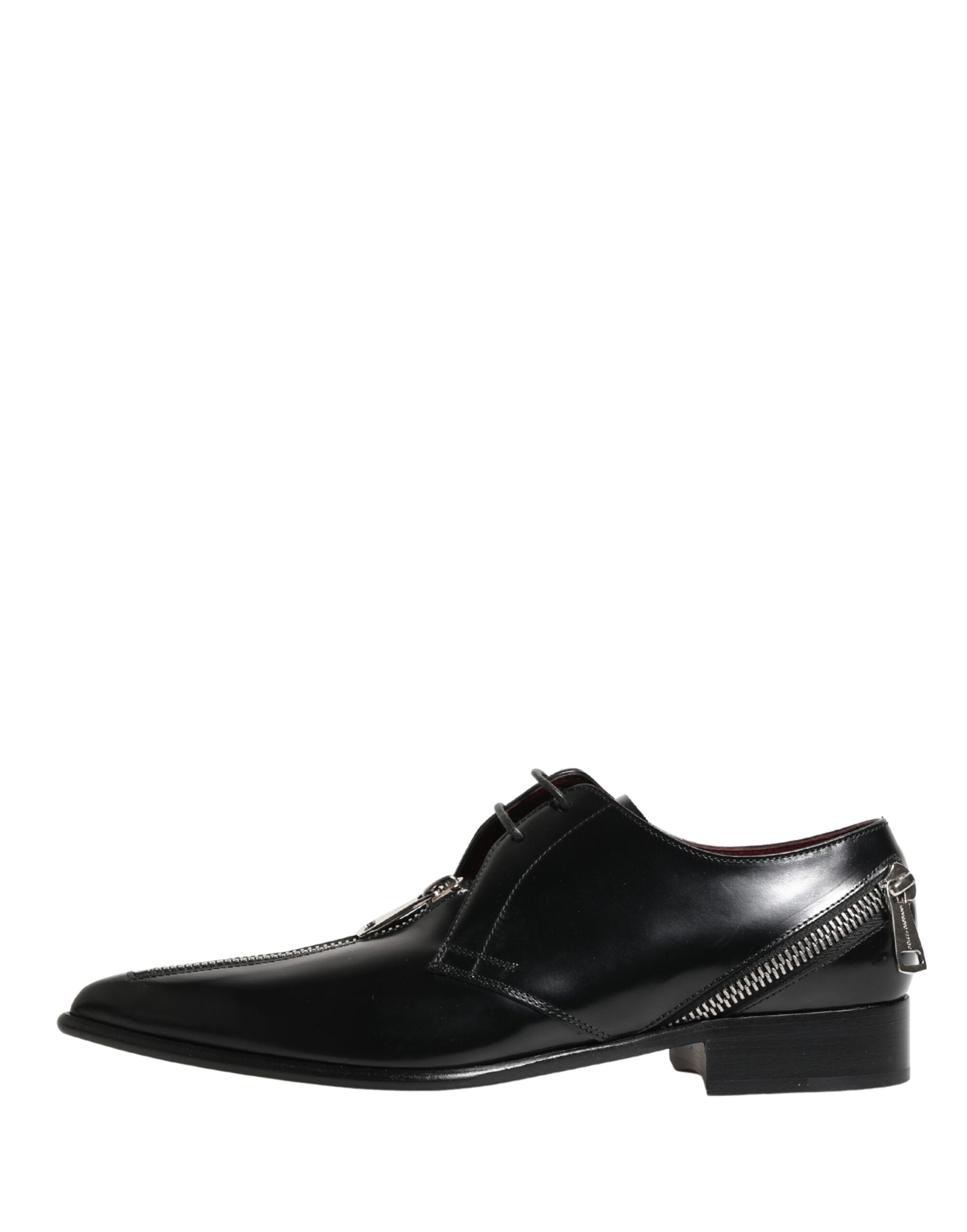 Dolce & Gabbana Men Black Lace-Up Leather Zip Dress Derby Shoes