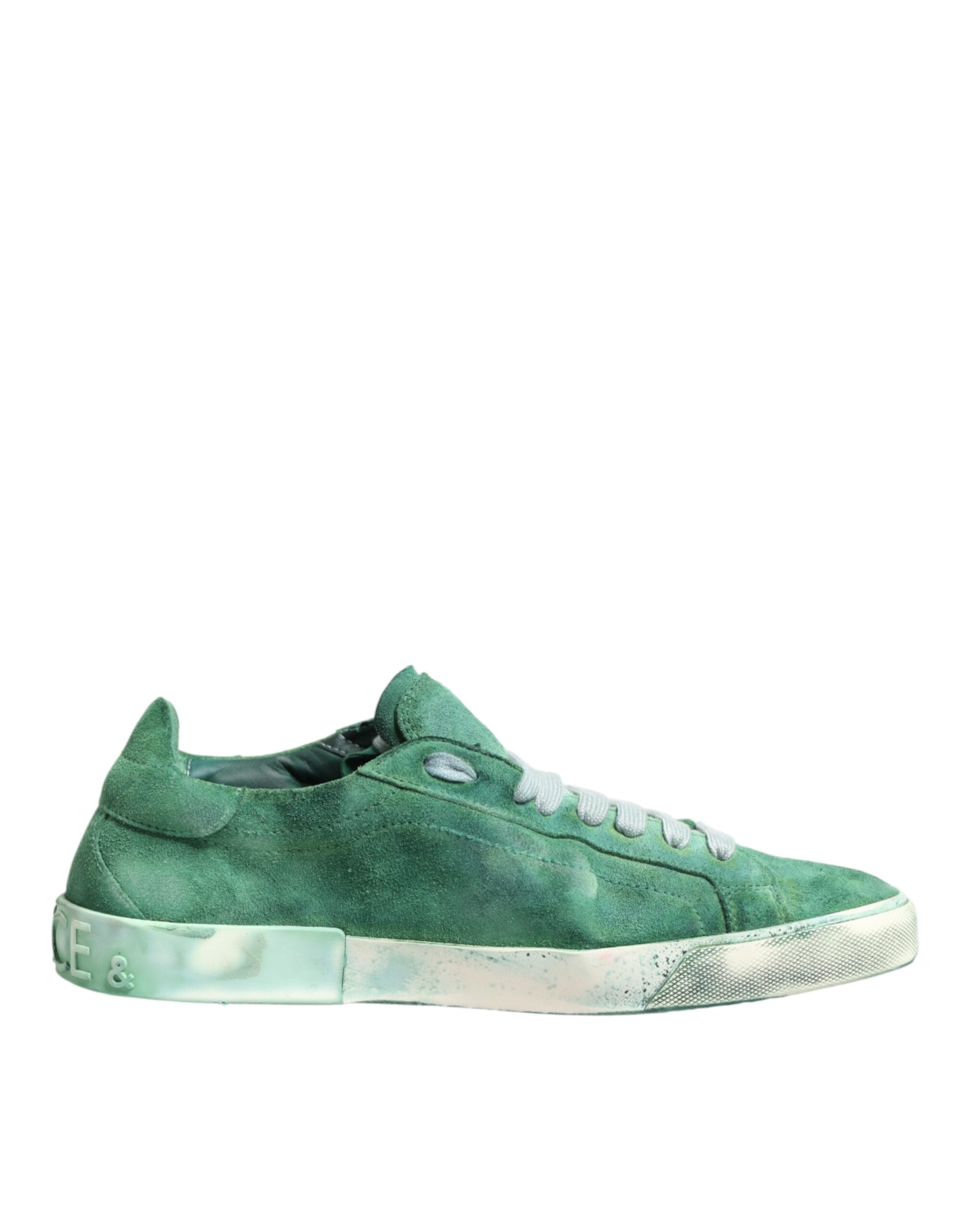 Dolce & Gabbana Green Suade DG Logo Sole Low Top Sneakers Shoes