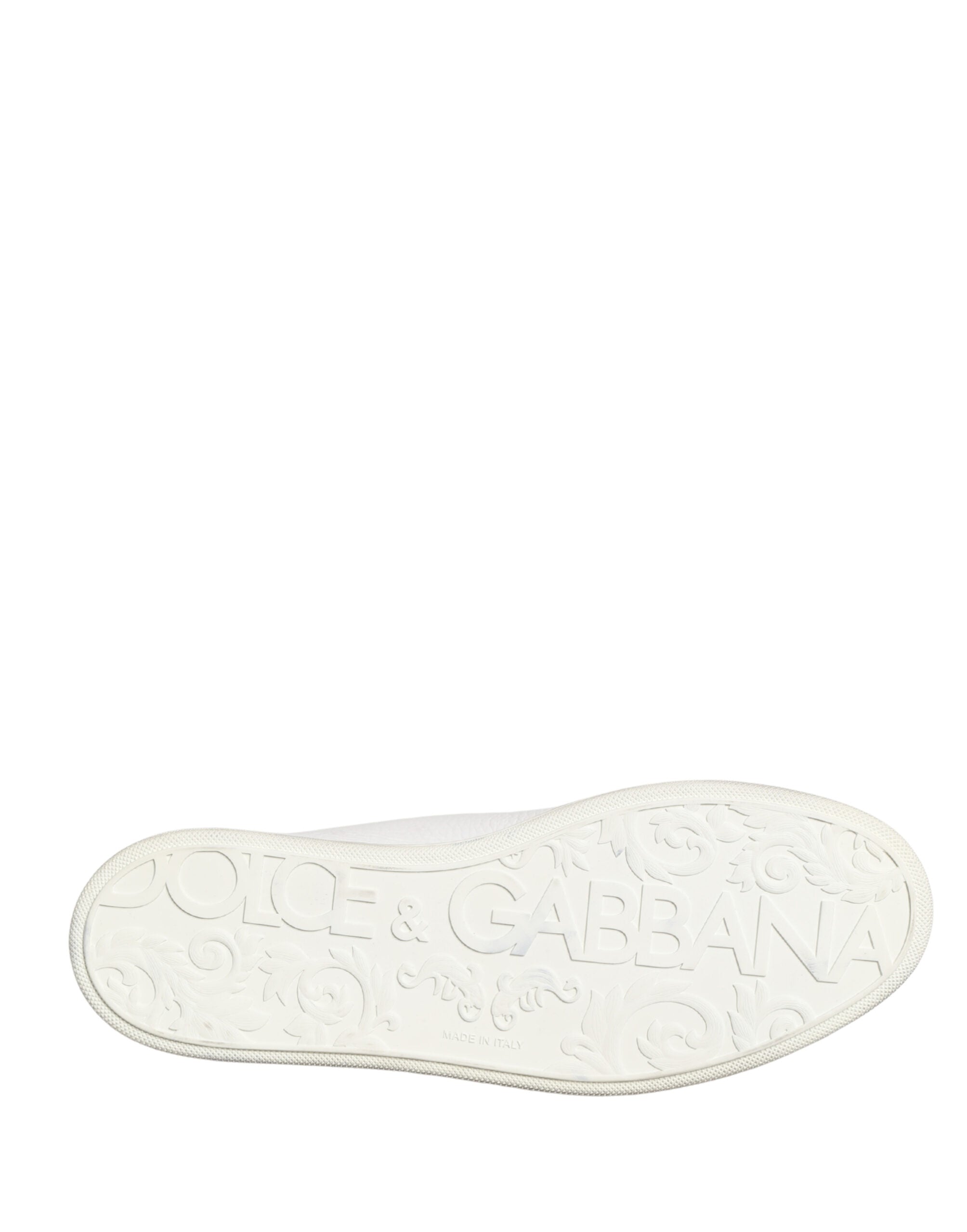 Dolce & Gabbana White Bianco Leather Men Low Top Sneakers Shoes