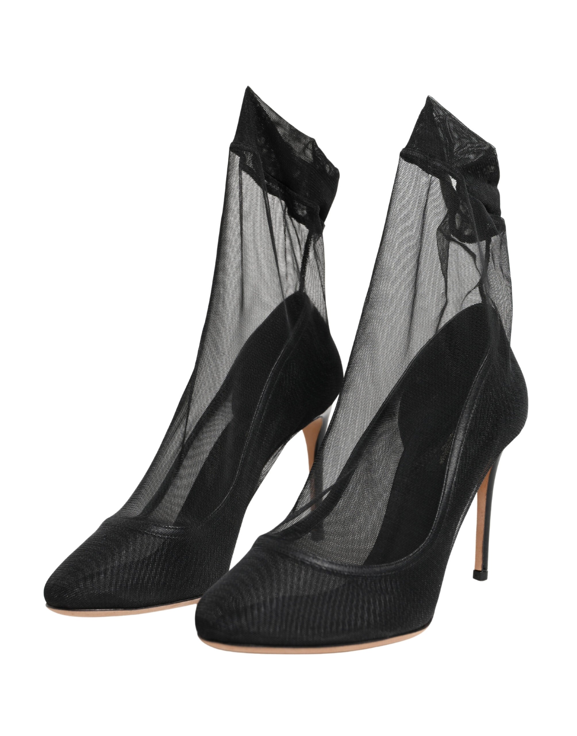 Dolce & Gabbana Black Nylon Stretch Mesh Sock Boots Shoes