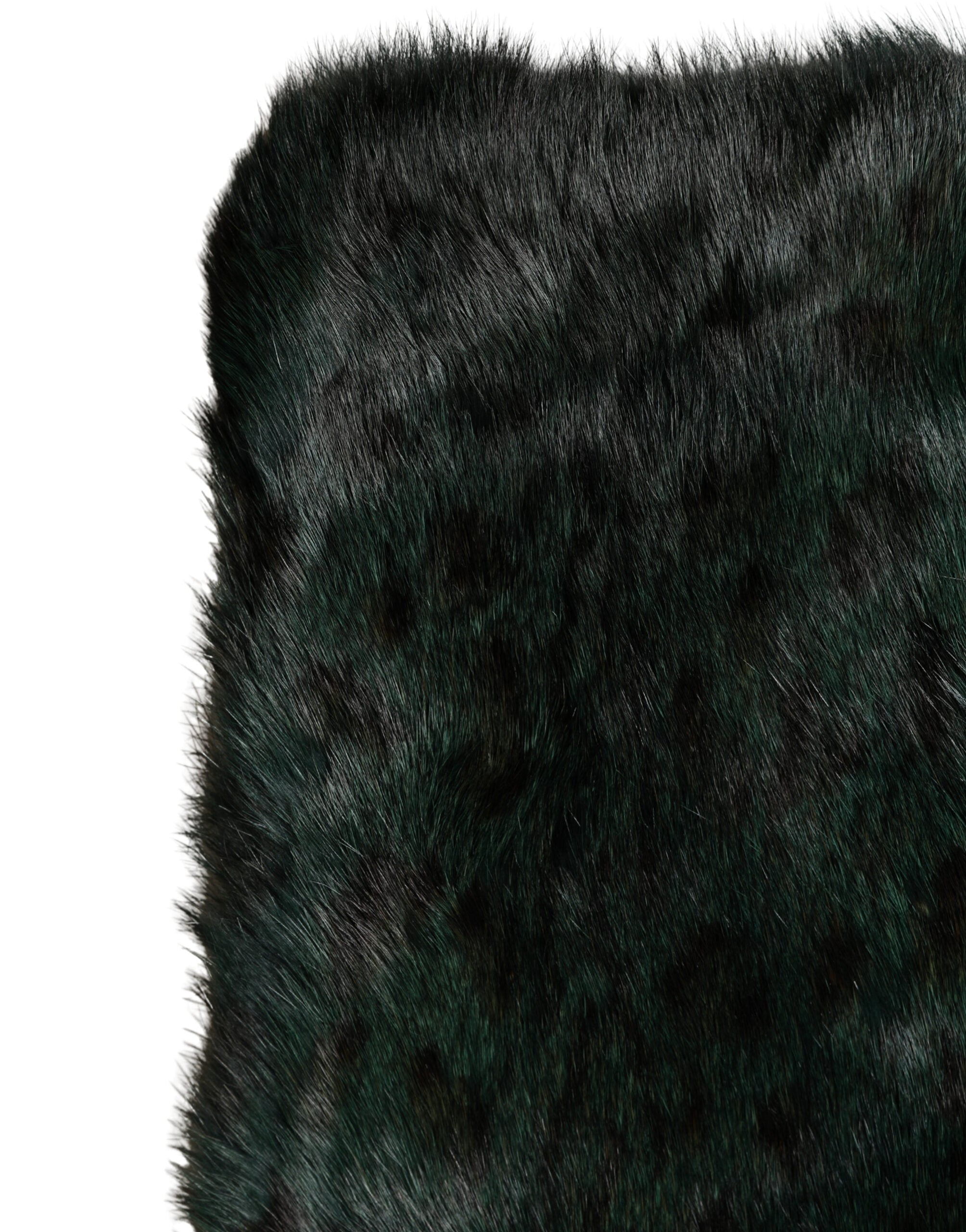 Dolce & Gabbana Black Green Stripe Fur Shawl Neck Wrap 180cm x49cm  Scarf