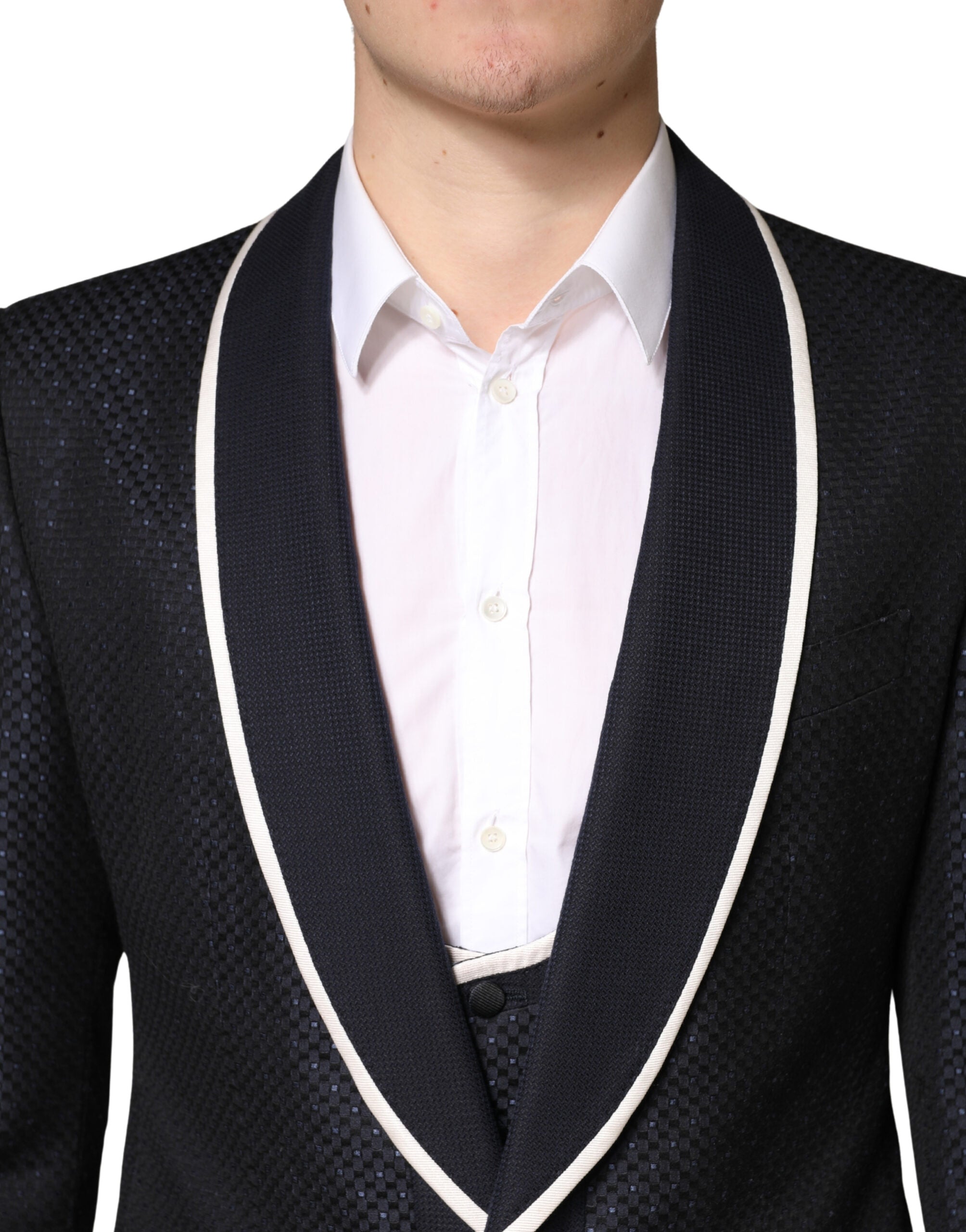 Dolce & Gabbana Black White Single Breasted SICILIA Men 3 Piece Suit