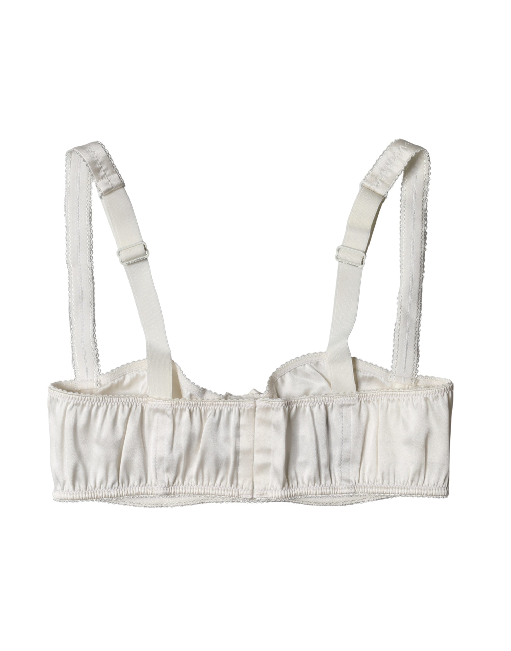 Dolce & Gabbana White Silk Satin Underwire Bra Semi Pad Underwear