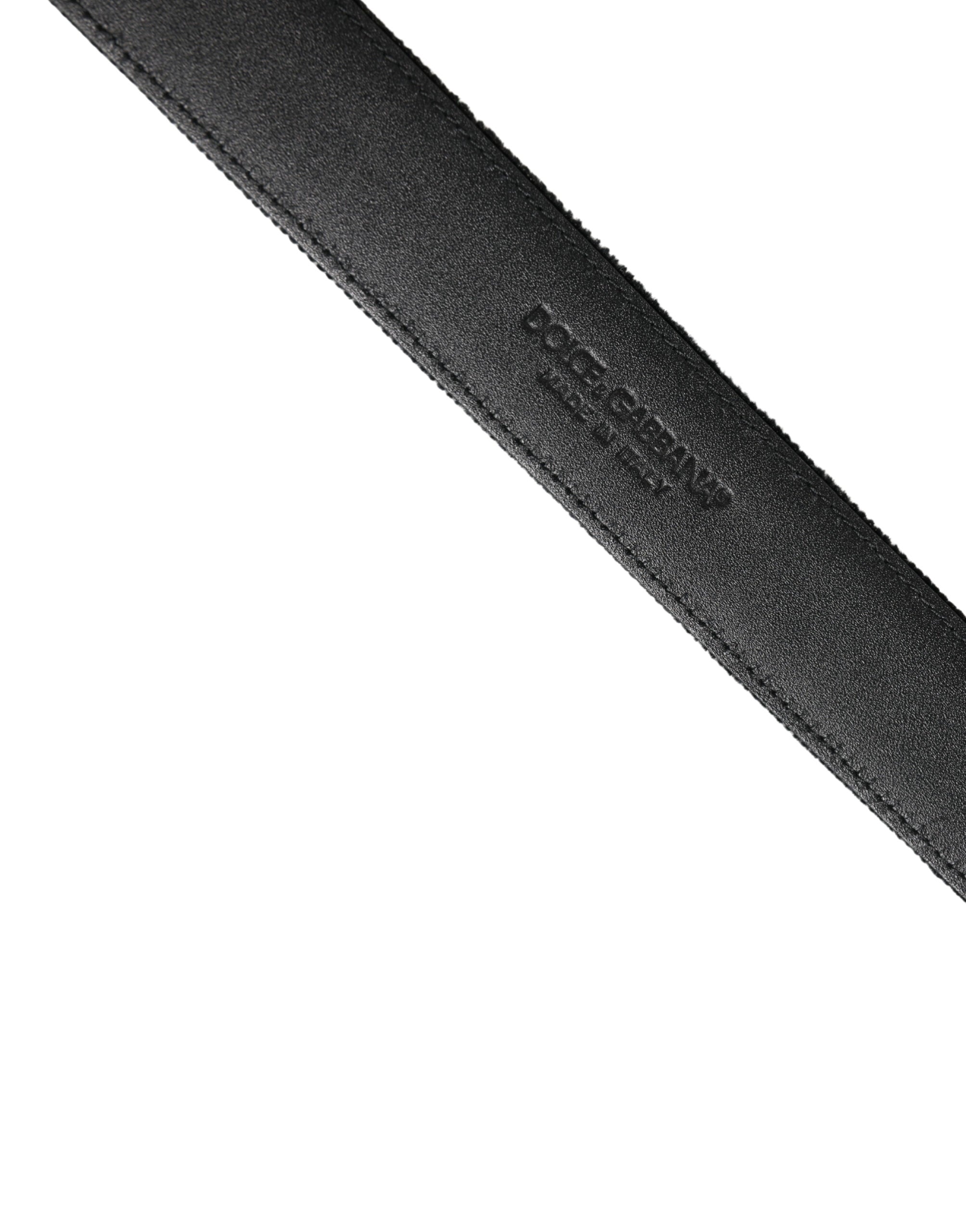 Dolce & Gabbana Black Suede Silver Tone Metal Buckle Men Belt