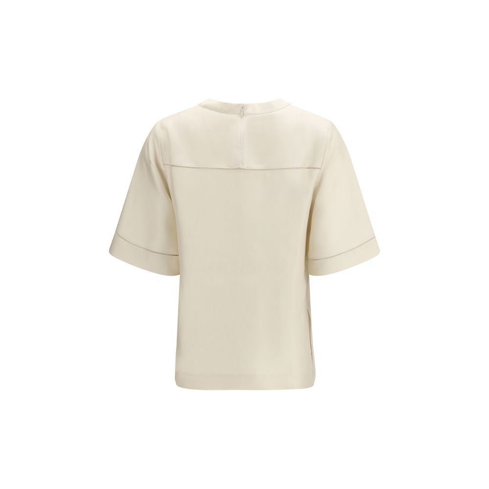 Loulou De Saison Beige Silk T-Shirt